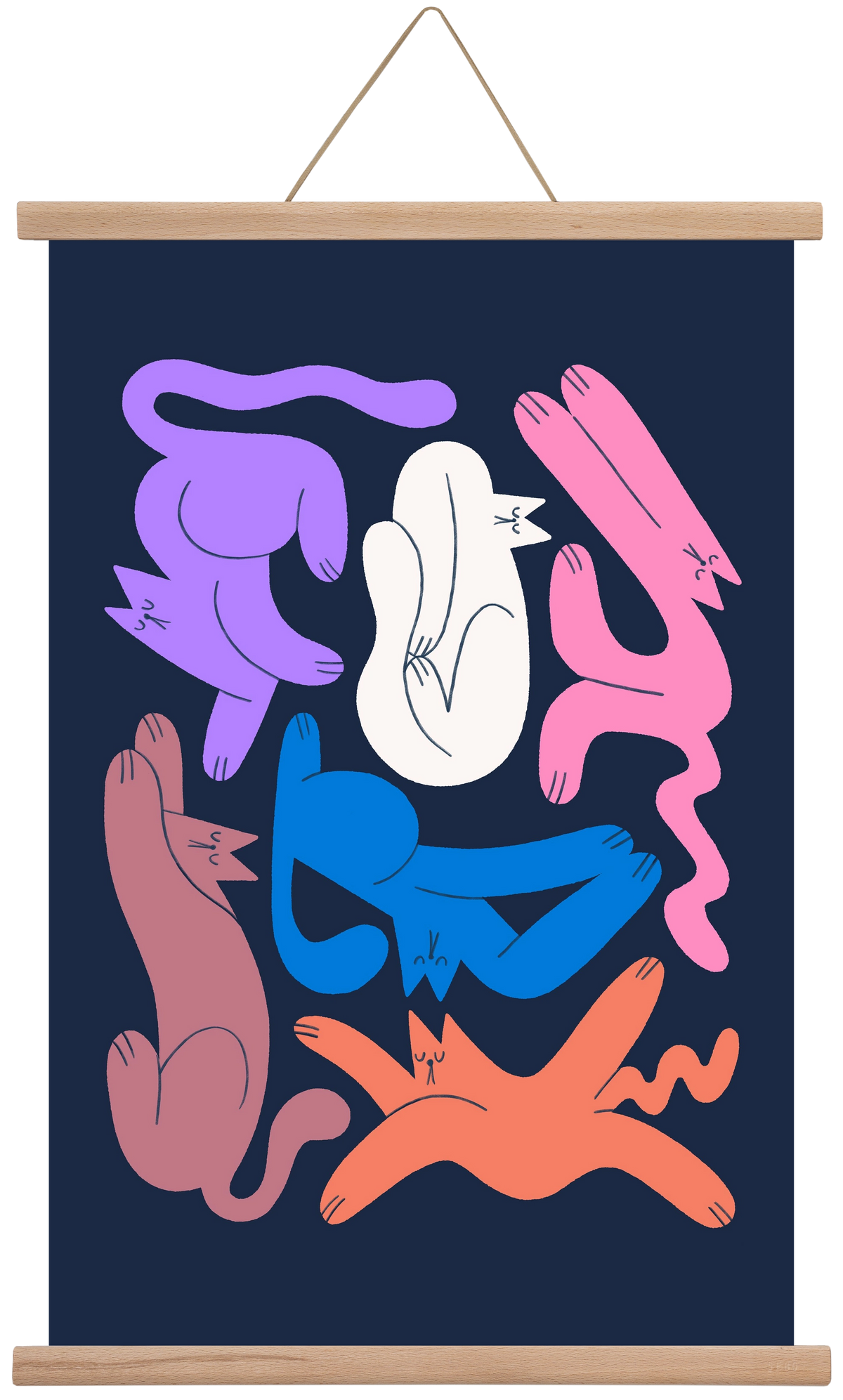 Funky Cats, 40x60 cm (40x60 cm), Tölgy akasztó