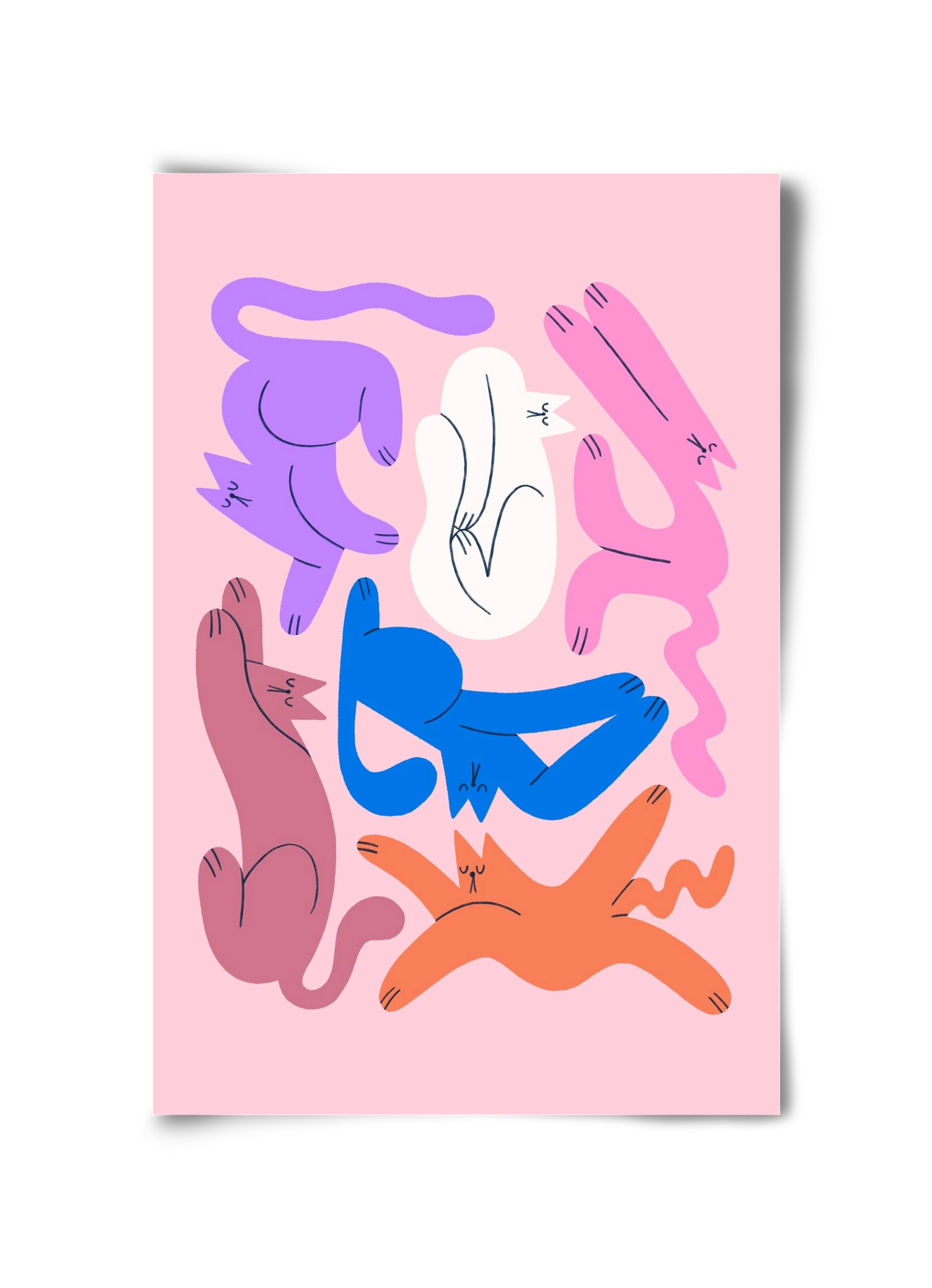 Funky Cats - Pink, 30x45 cm, Keret nélkül