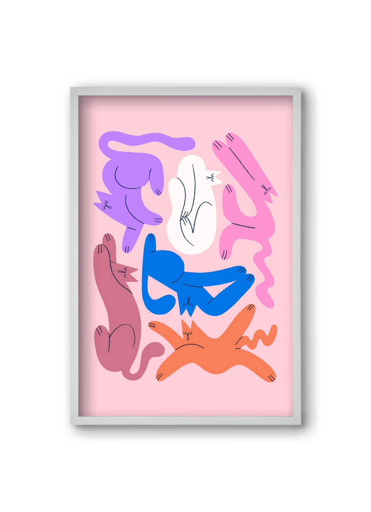 Funky Cats - Pink, 20x30 cm (20x30 cm), Fehér keret