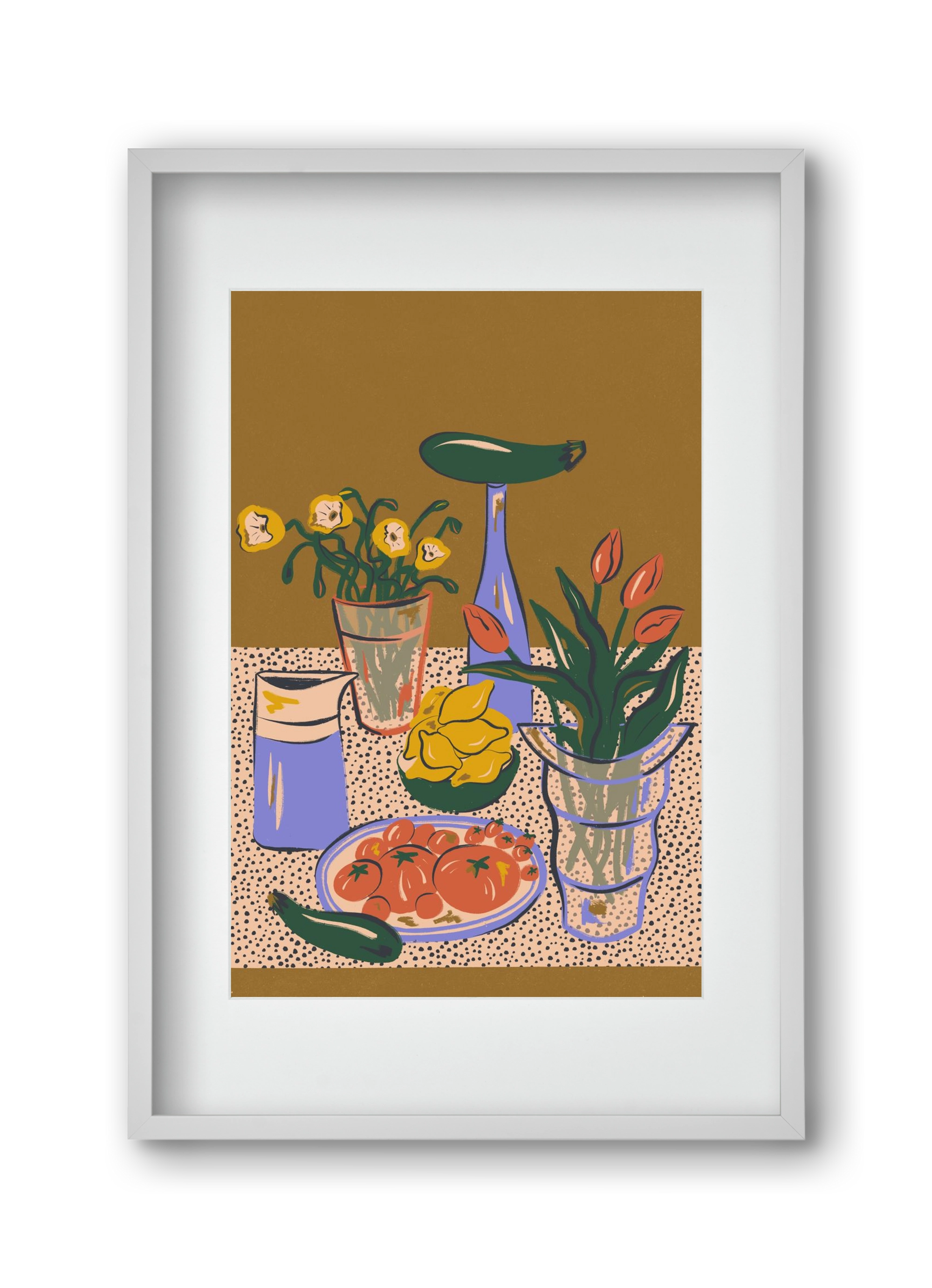 Kitchen Stillife, 30x45 cm (20x30 cm), Fehér keret, paszpartuval