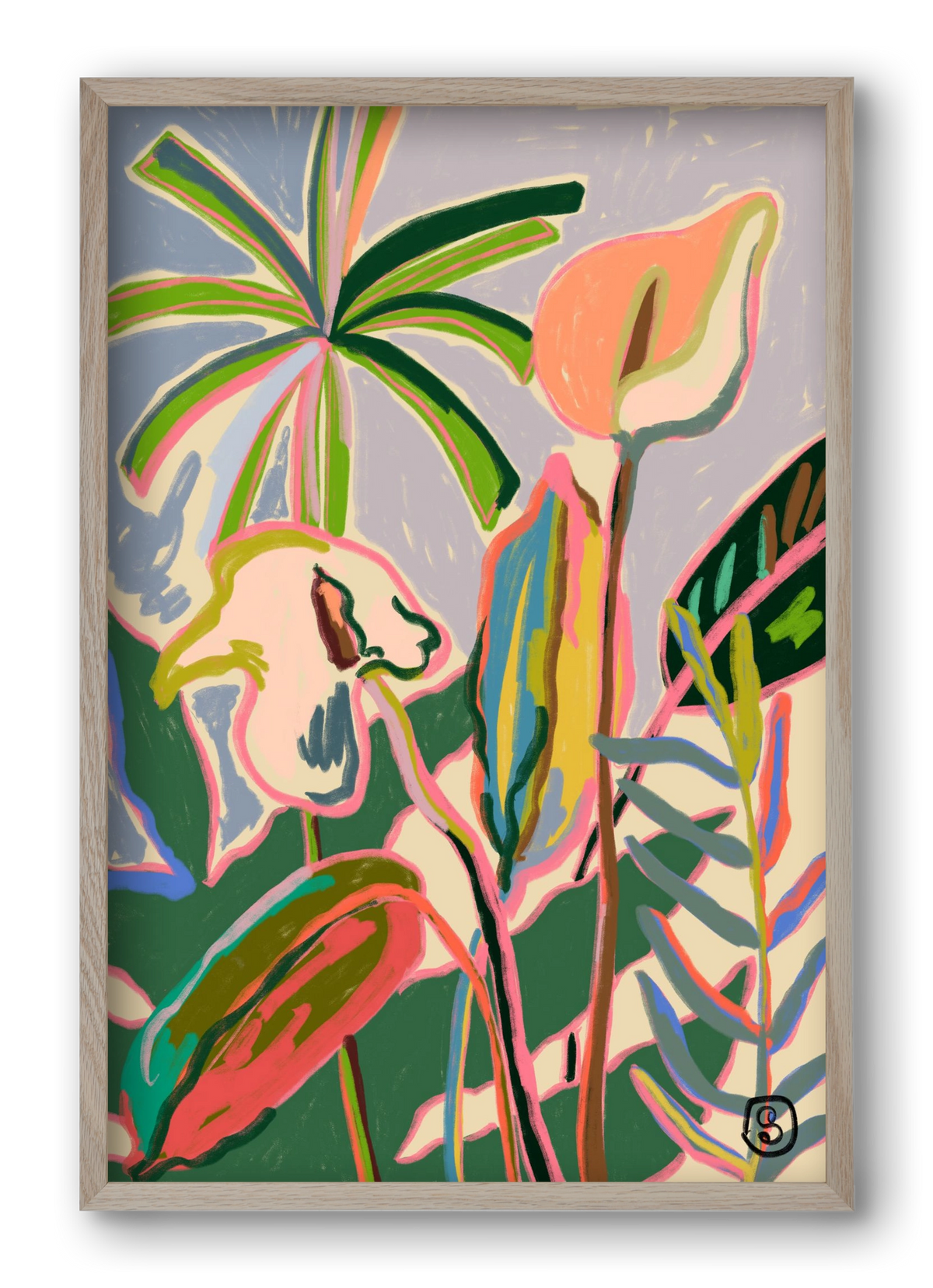 PEACE LILLY, 40x60 cm (40x60 cm), Tölgy keret