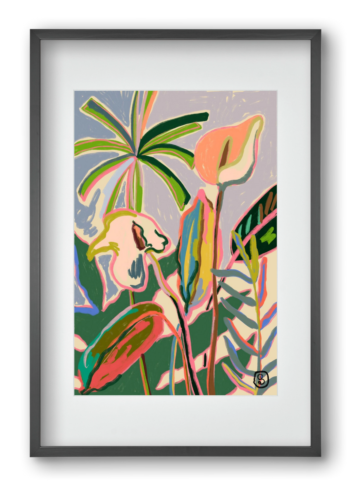 PEACE LILLY, 40x60 cm (30x45 cm), Fekete keret, paszpartuval