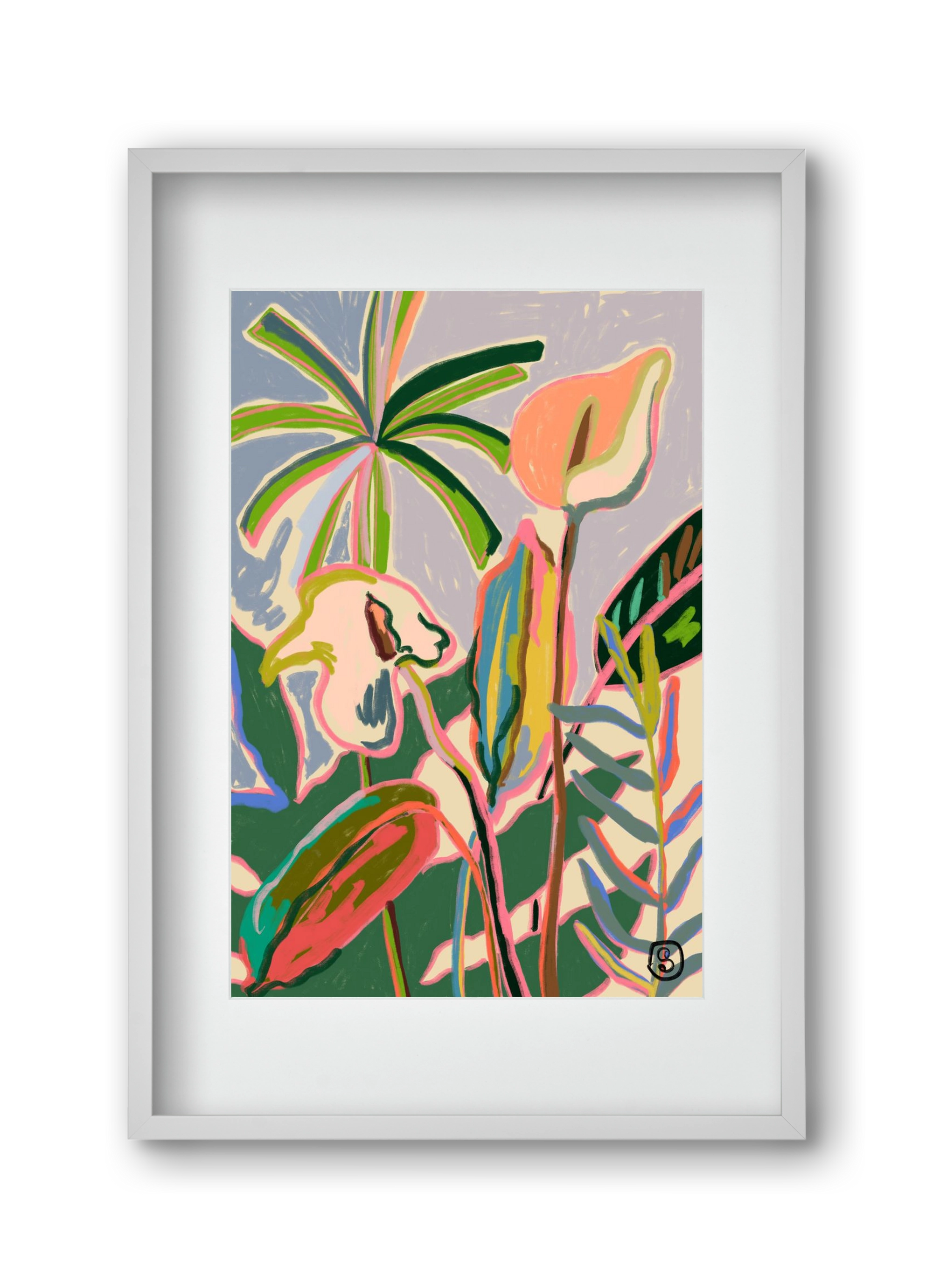 PEACE LILLY, 30x45 cm (20x30 cm), Fehér keret, paszpartuval