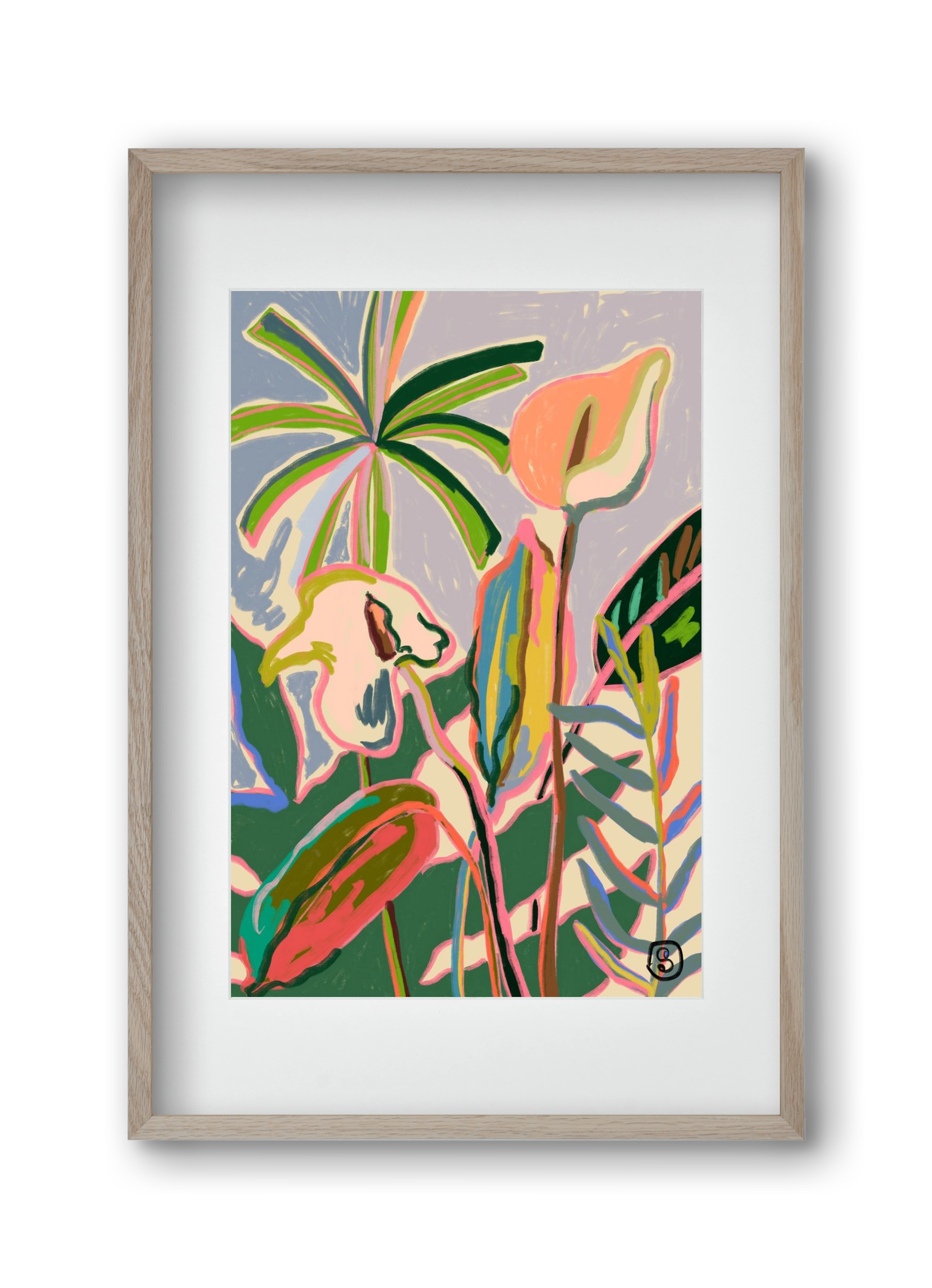 PEACE LILLY, 30x45 cm (20x30 cm), Tölgy keret, paszpartuval