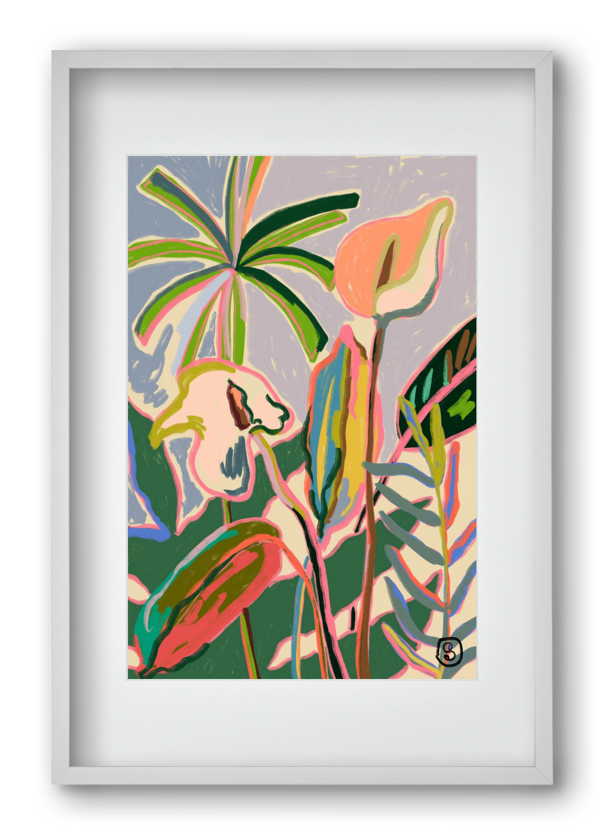 PEACE LILLY, 40x60 cm (30x45 cm), Fehér keret, paszpartuval