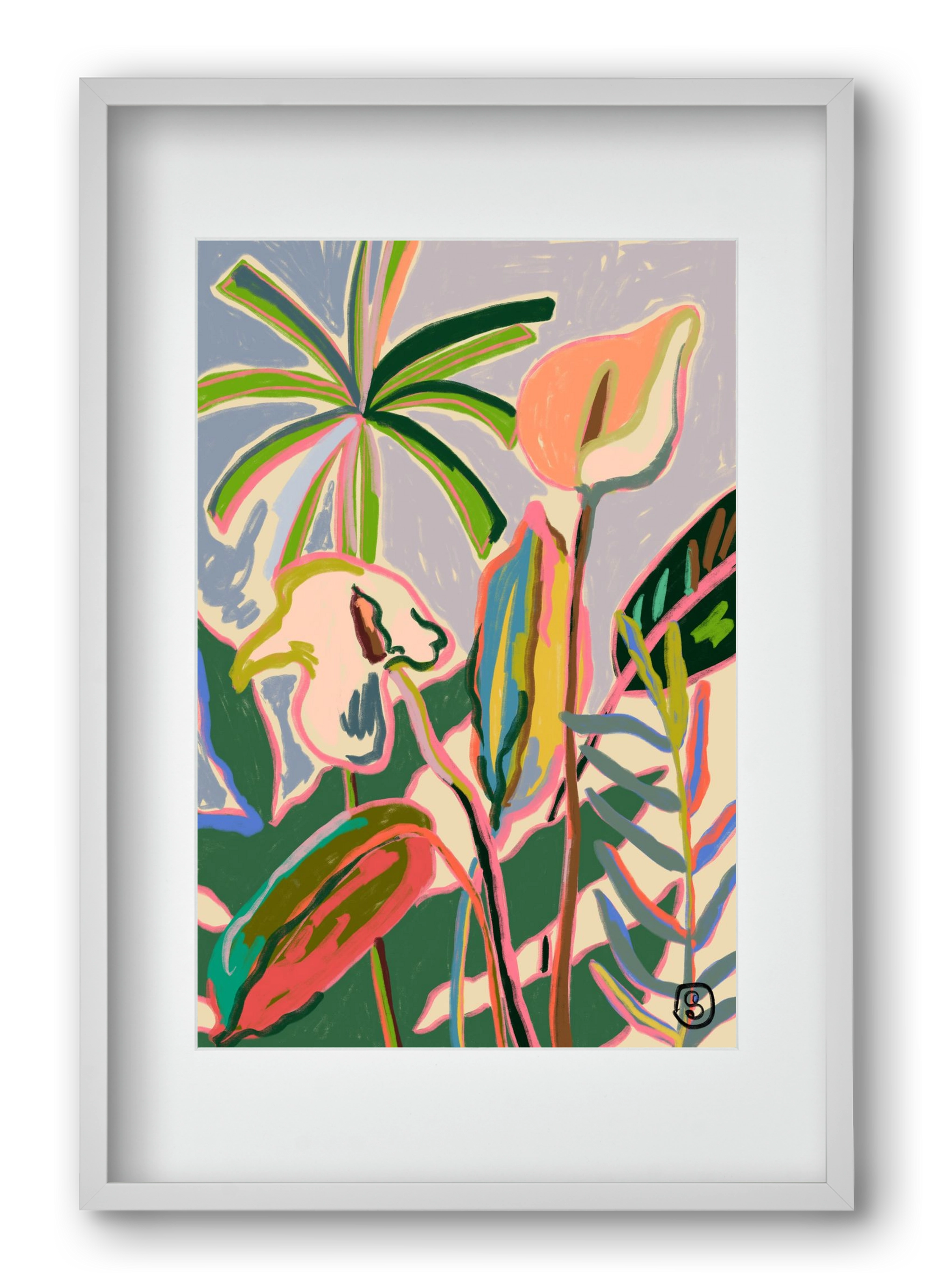 PEACE LILLY, 40x60 cm (30x45 cm), Fehér keret, paszpartuval