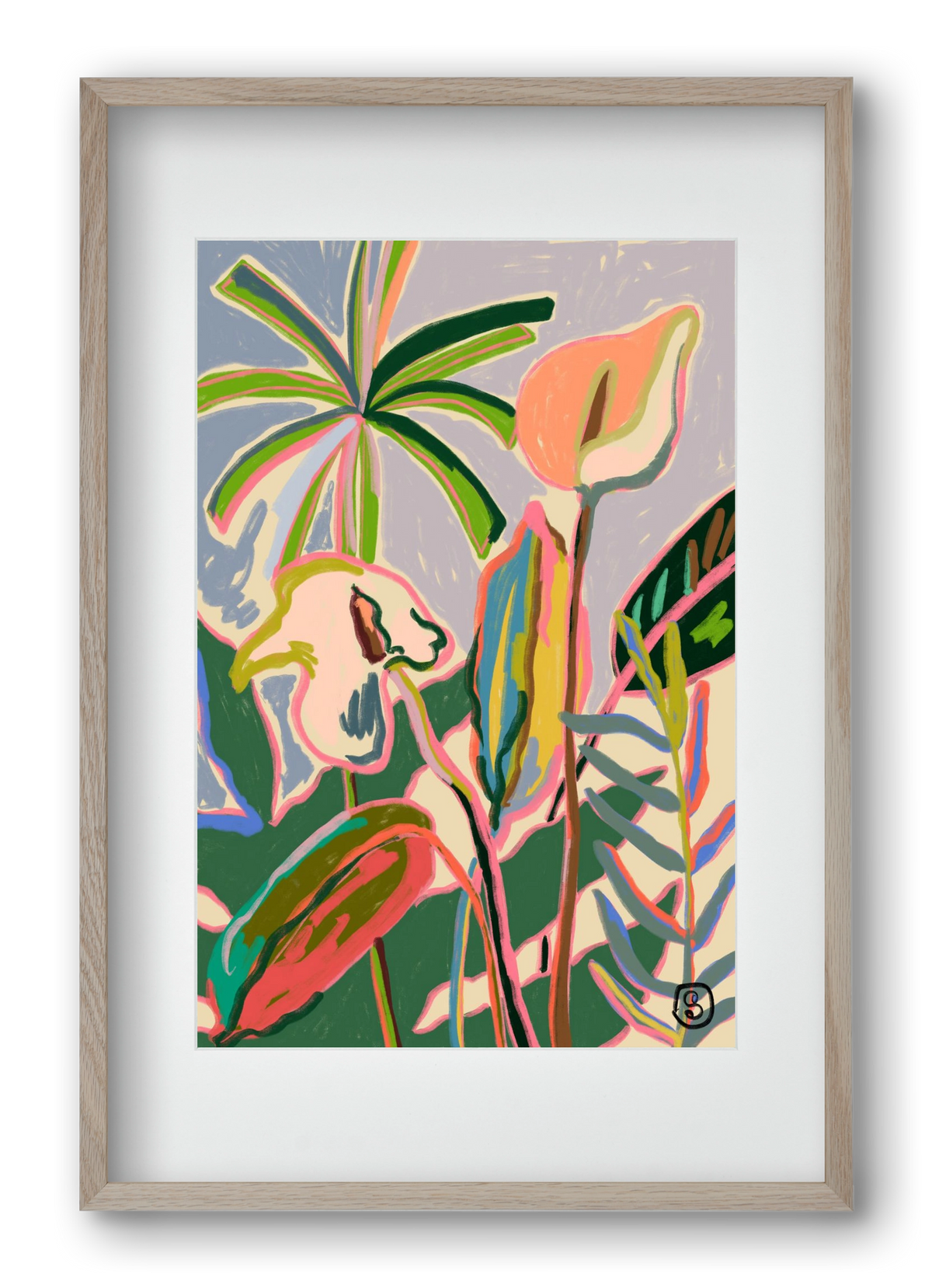 PEACE LILLY, 40x60 cm (30x45 cm), Tölgy keret, paszpartuval