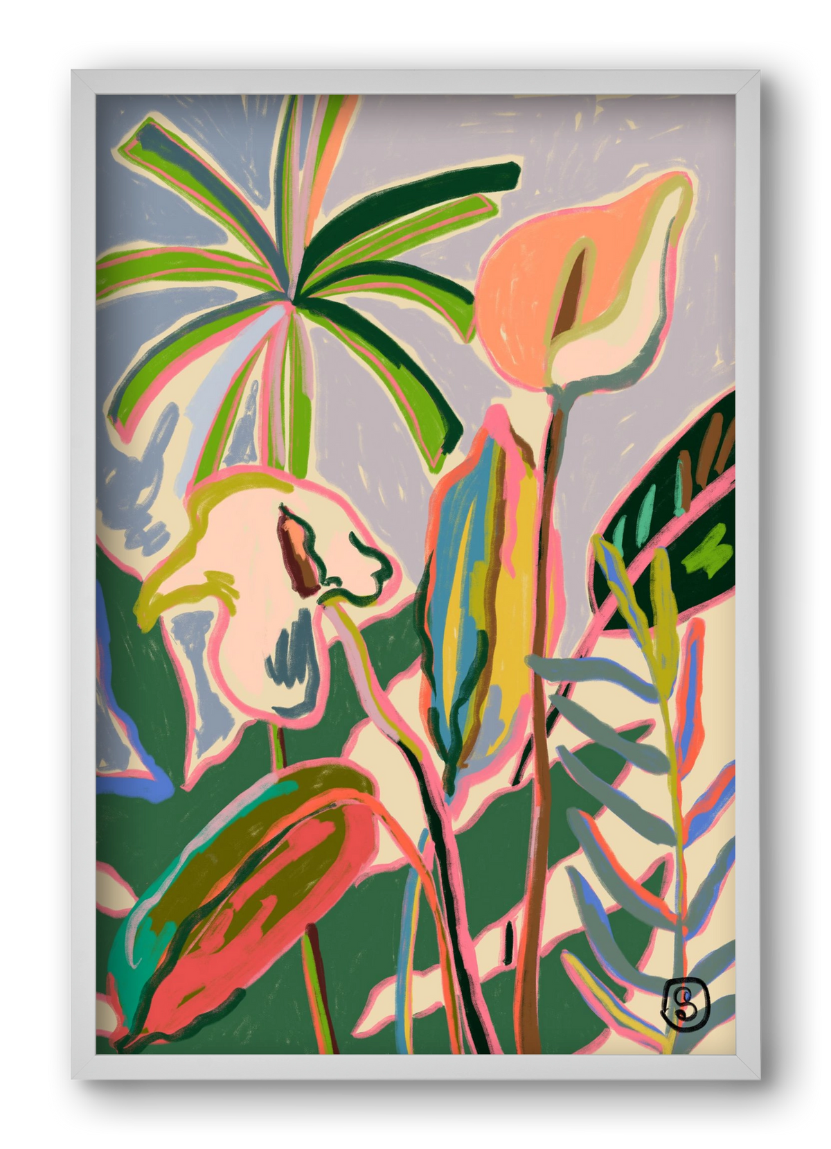 PEACE LILLY, 40x60 cm (40x60 cm), Fehér keret