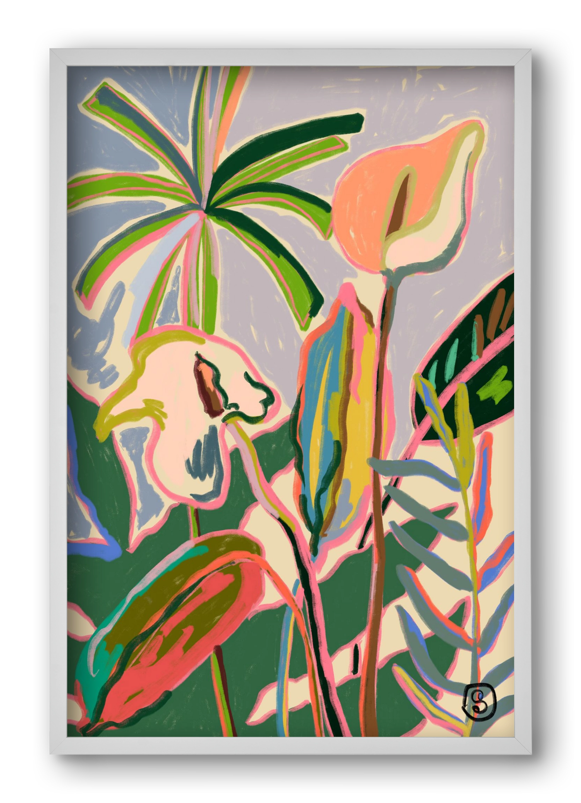 PEACE LILLY, 40x60 cm (40x60 cm), Fehér keret