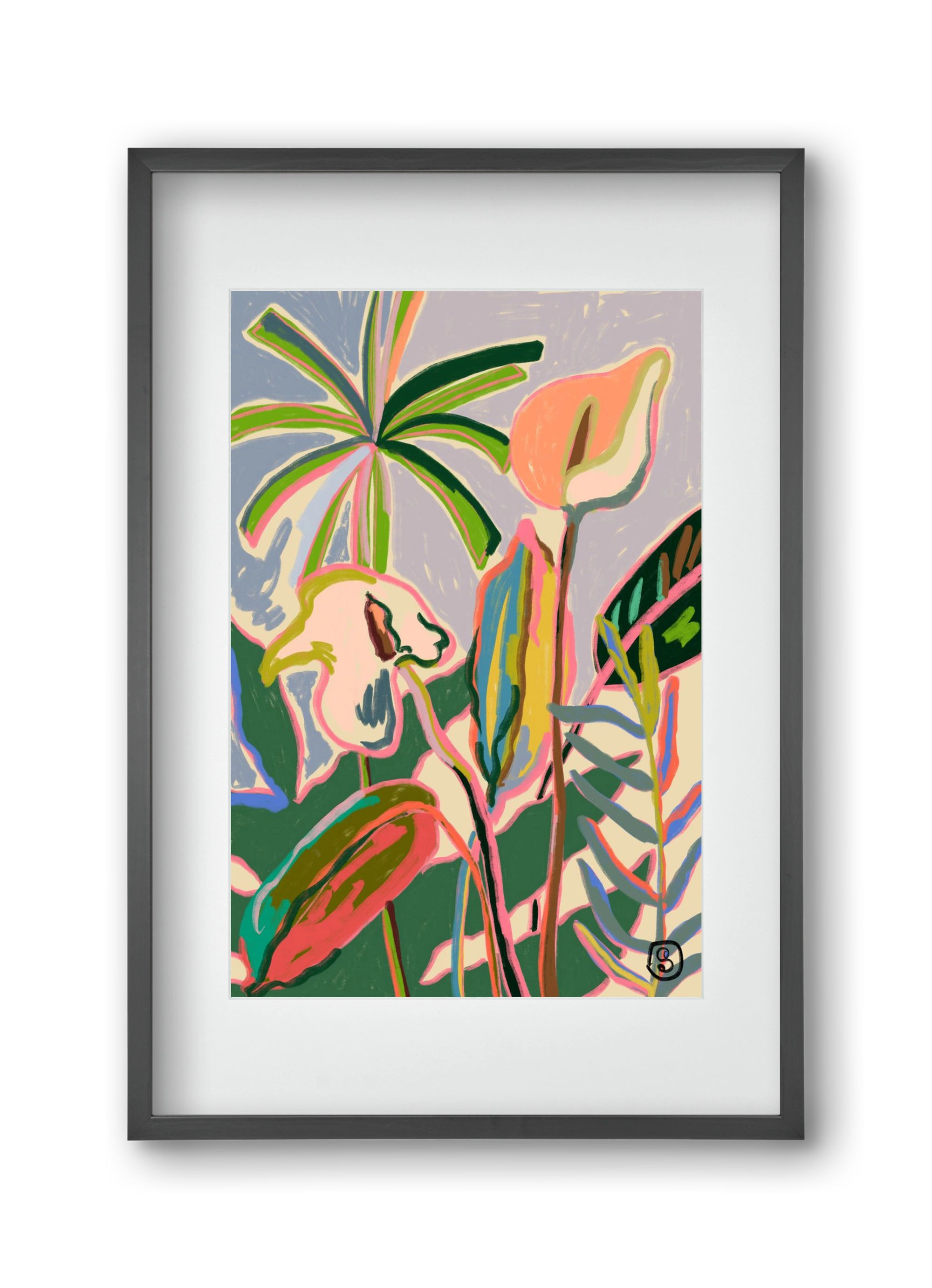 PEACE LILLY, 30x45 cm (20x30 cm), Fekete keret, paszpartuval