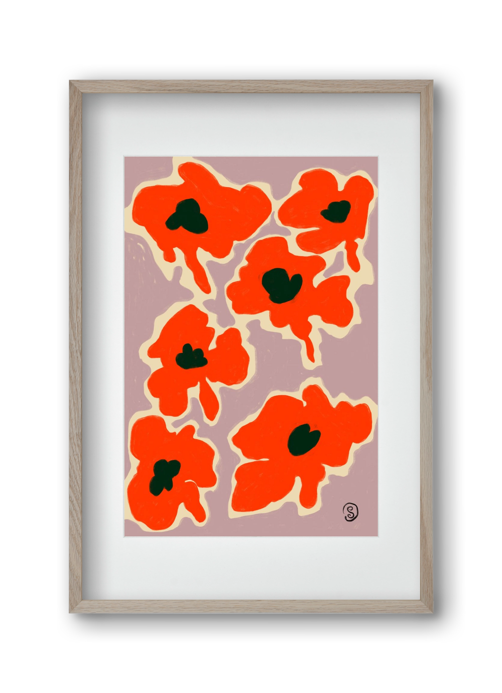 POPPY, 30x45 cm (20x30 cm), Tölgy keret, paszpartuval