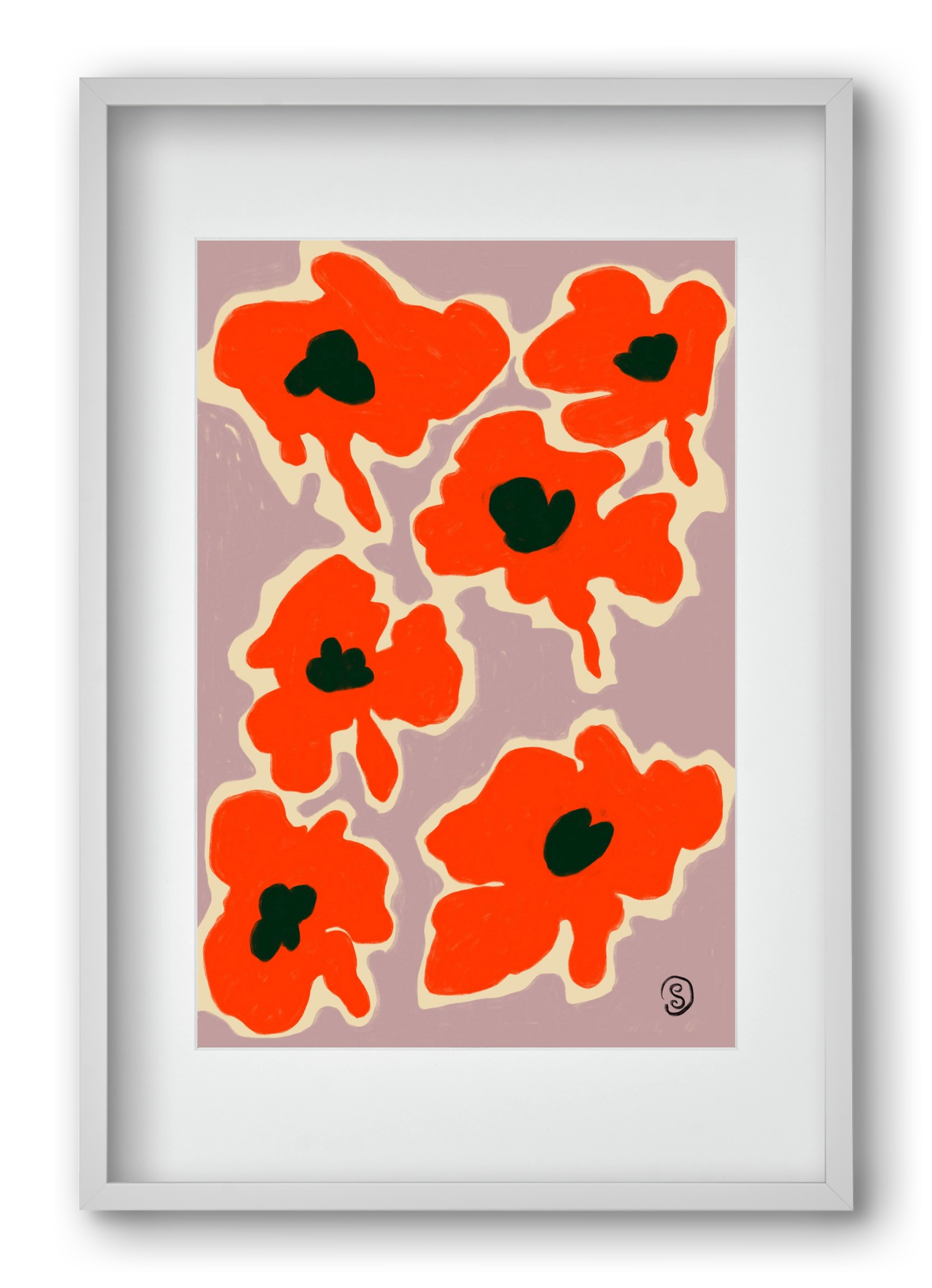 POPPY, 40x60 cm (30x45 cm), Fehér keret, paszpartuval