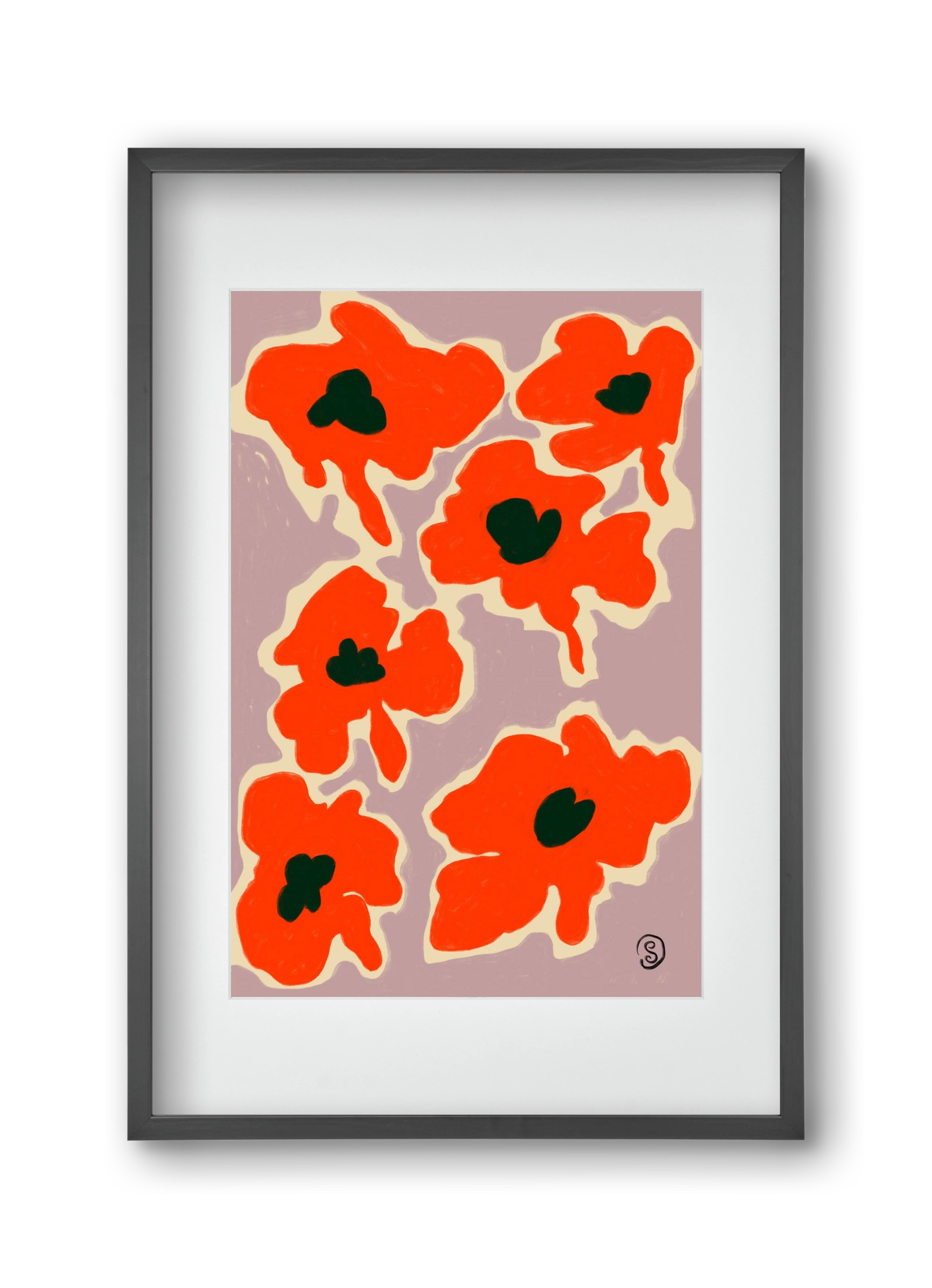 POPPY, 30x45 cm (20x30 cm), Fekete keret, paszpartuval