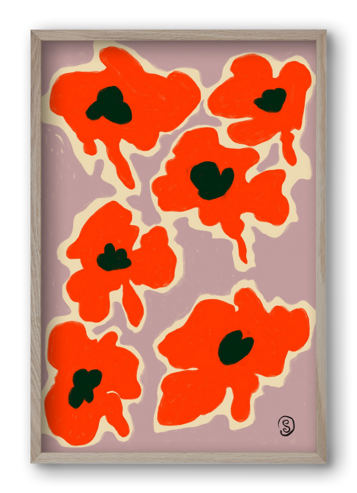 POPPY, 40x60 cm (40x60 cm), Tölgy keret