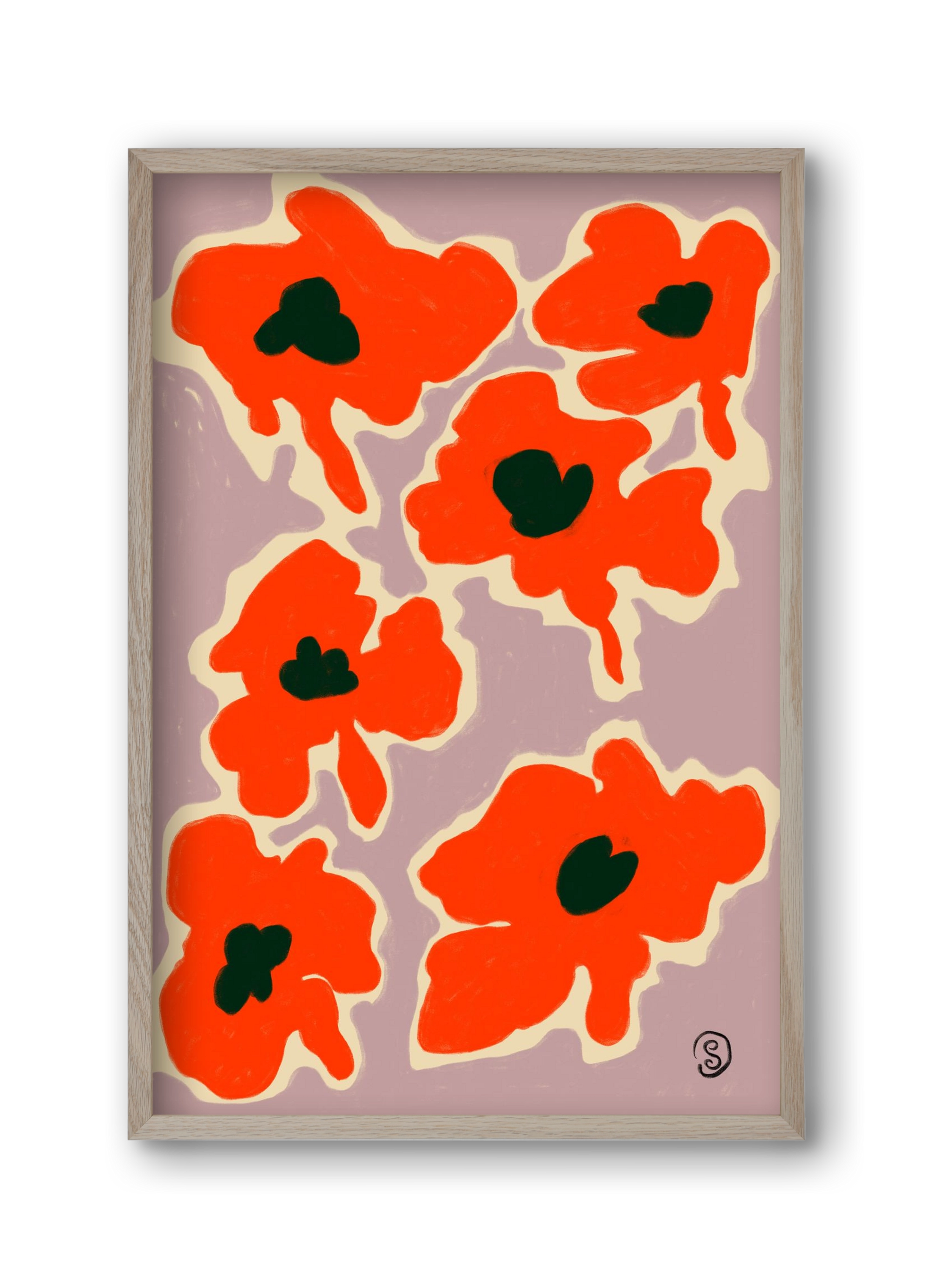 POPPY, 30x45 cm (30x45 cm), Tölgy keret