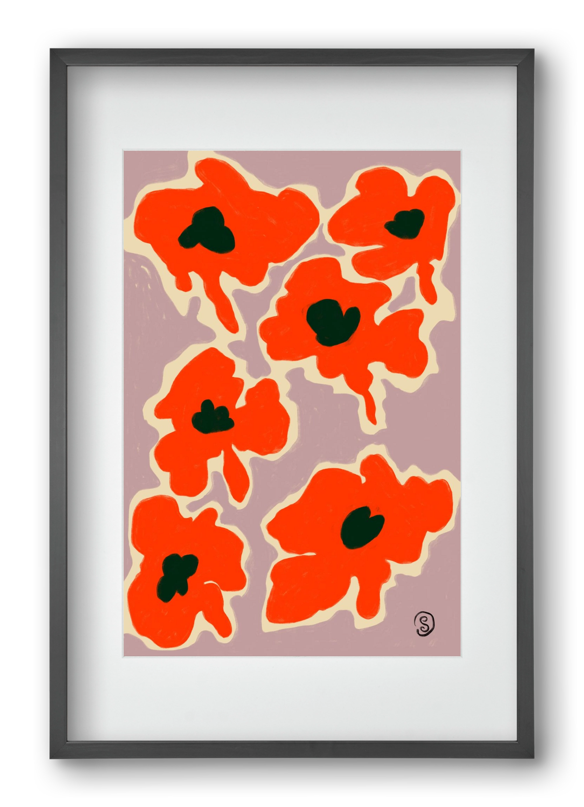 POPPY, 40x60 cm (30x45 cm), Fekete keret, paszpartuval