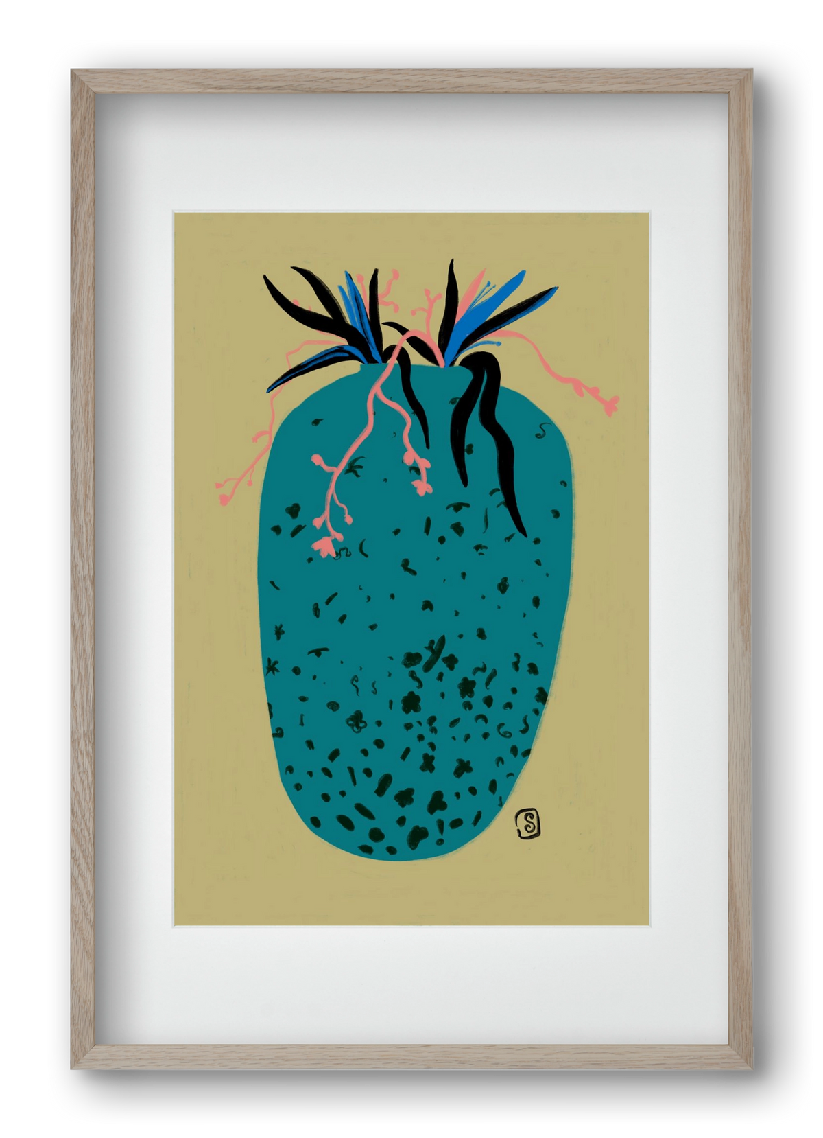 BLUE VASE, 40x60 cm (30x45 cm), Tölgy keret, paszpartuval