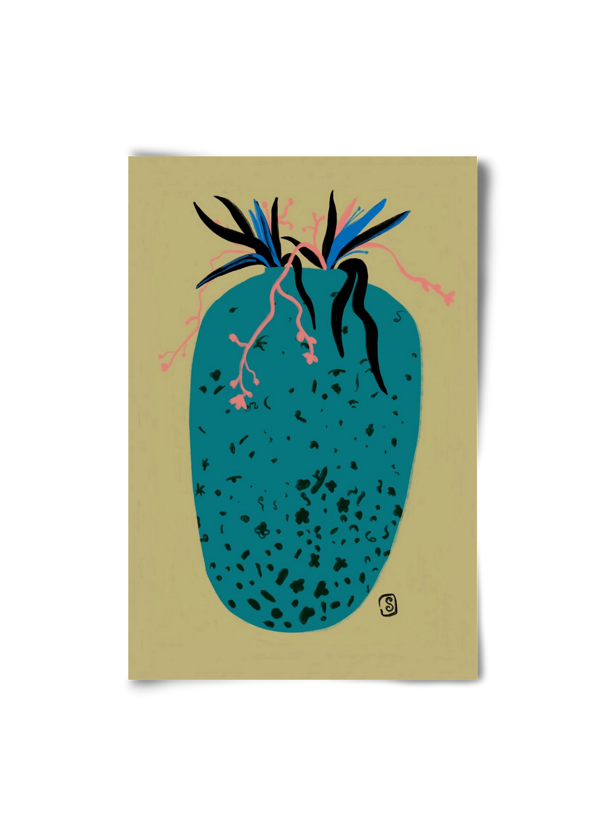 BLUE VASE, 20x30 cm, Keret nélkül