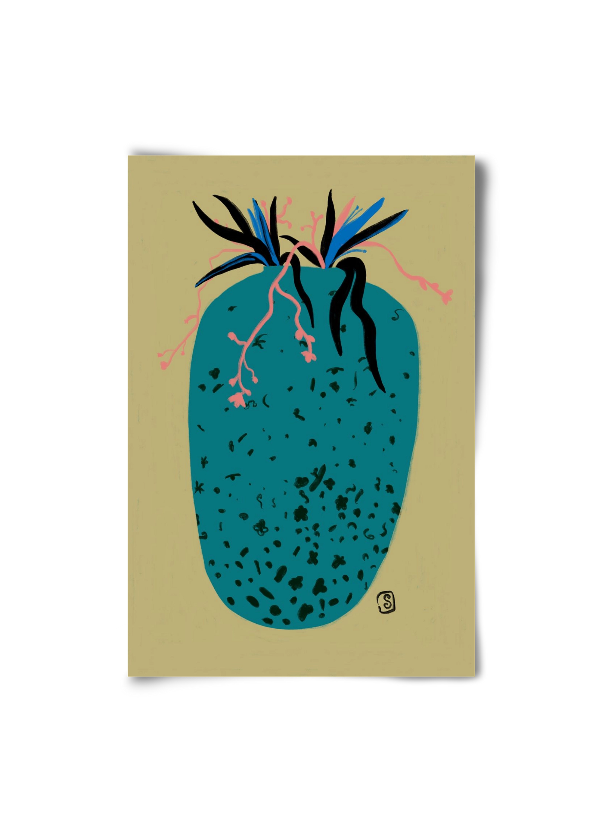 BLUE VASE, 20x30 cm, Keret nélkül