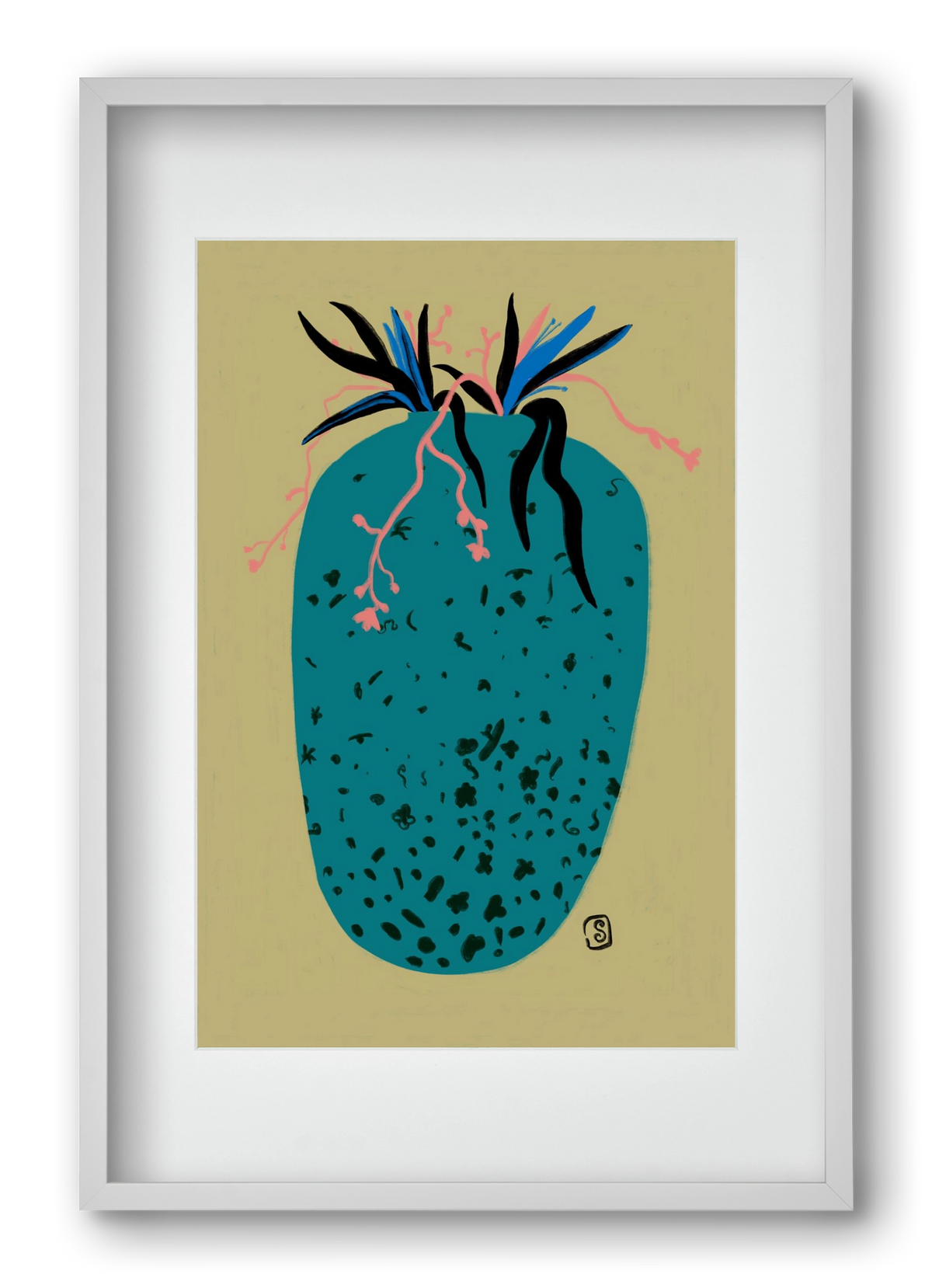 BLUE VASE, 40x60 cm (30x45 cm), Fehér keret, paszpartuval