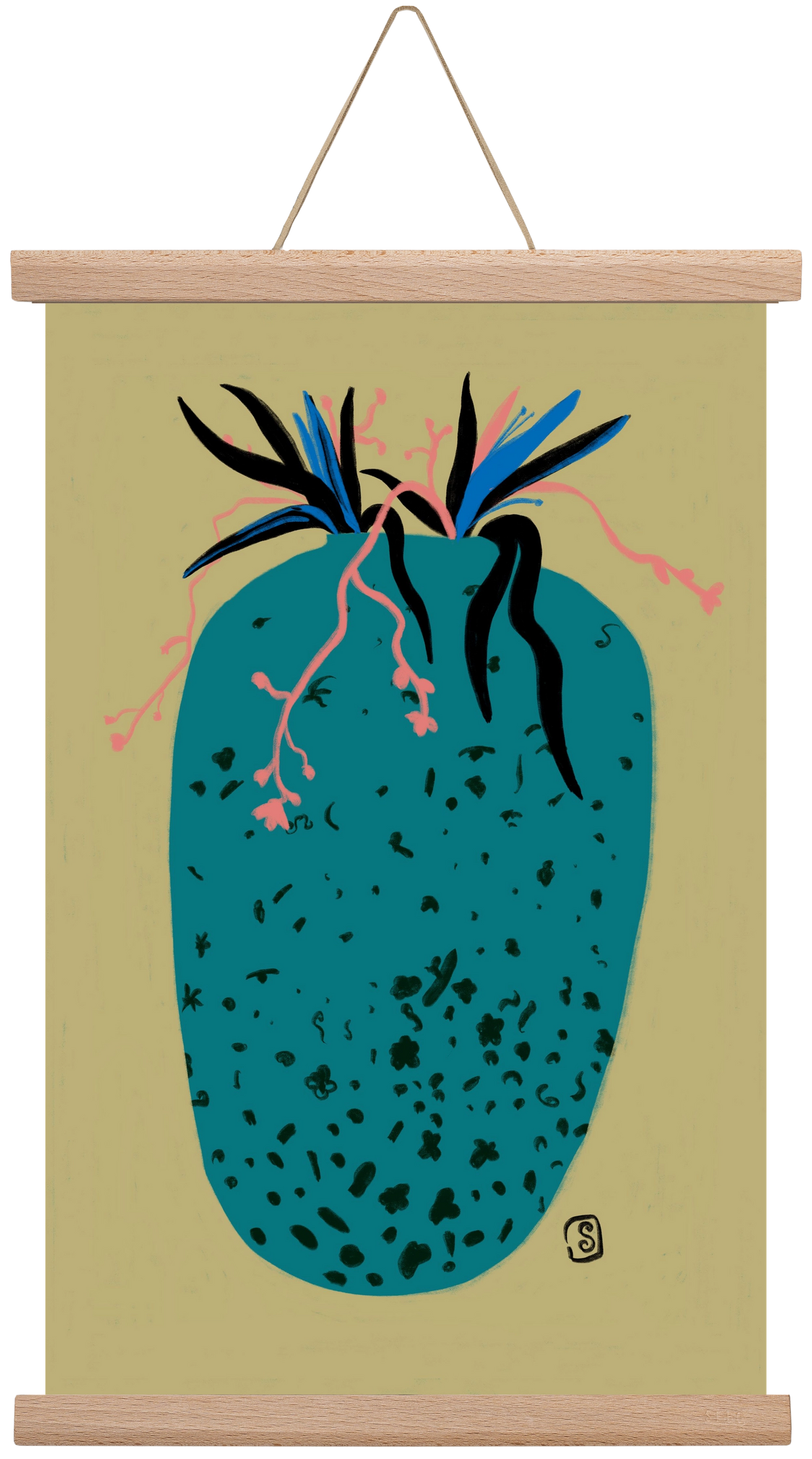 BLUE VASE, 30x45 cm (30x45 cm), Tölgy akasztó