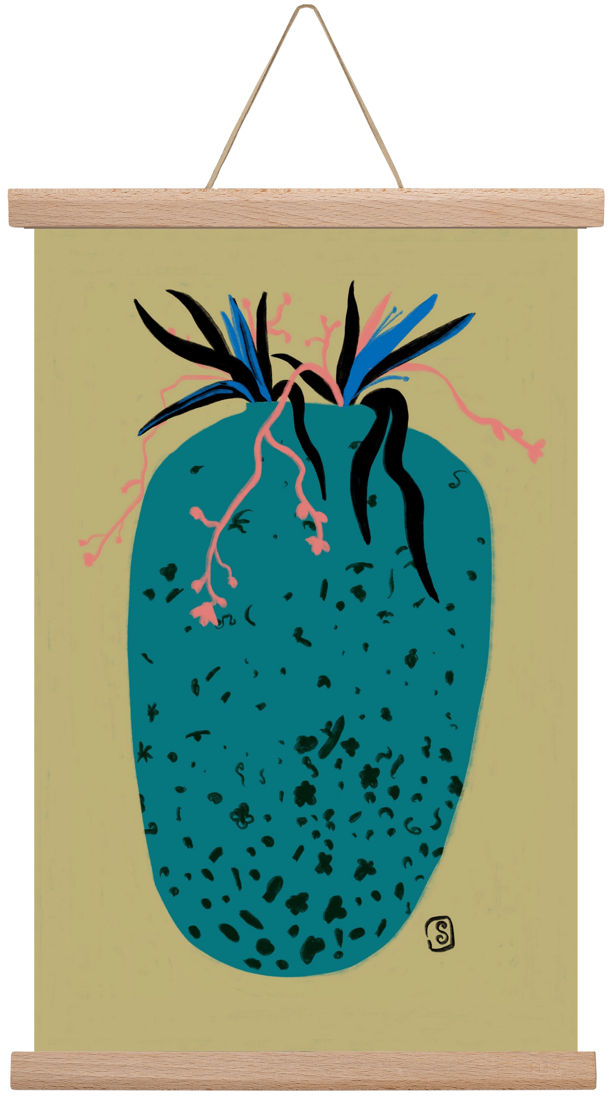 BLUE VASE, 30x45 cm (30x45 cm), Tölgy akasztó