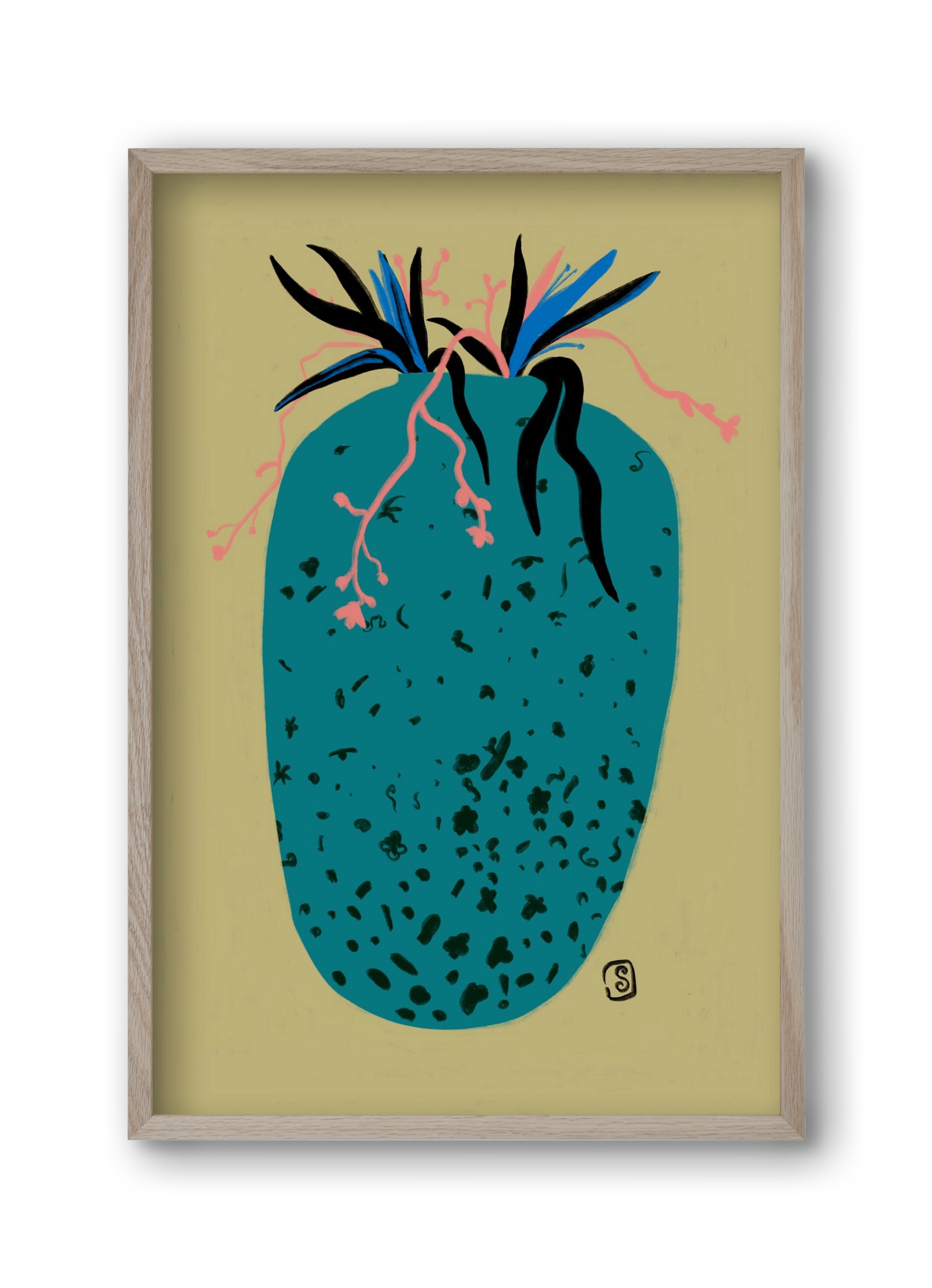 BLUE VASE, 30x45 cm (30x45 cm), Tölgy keret