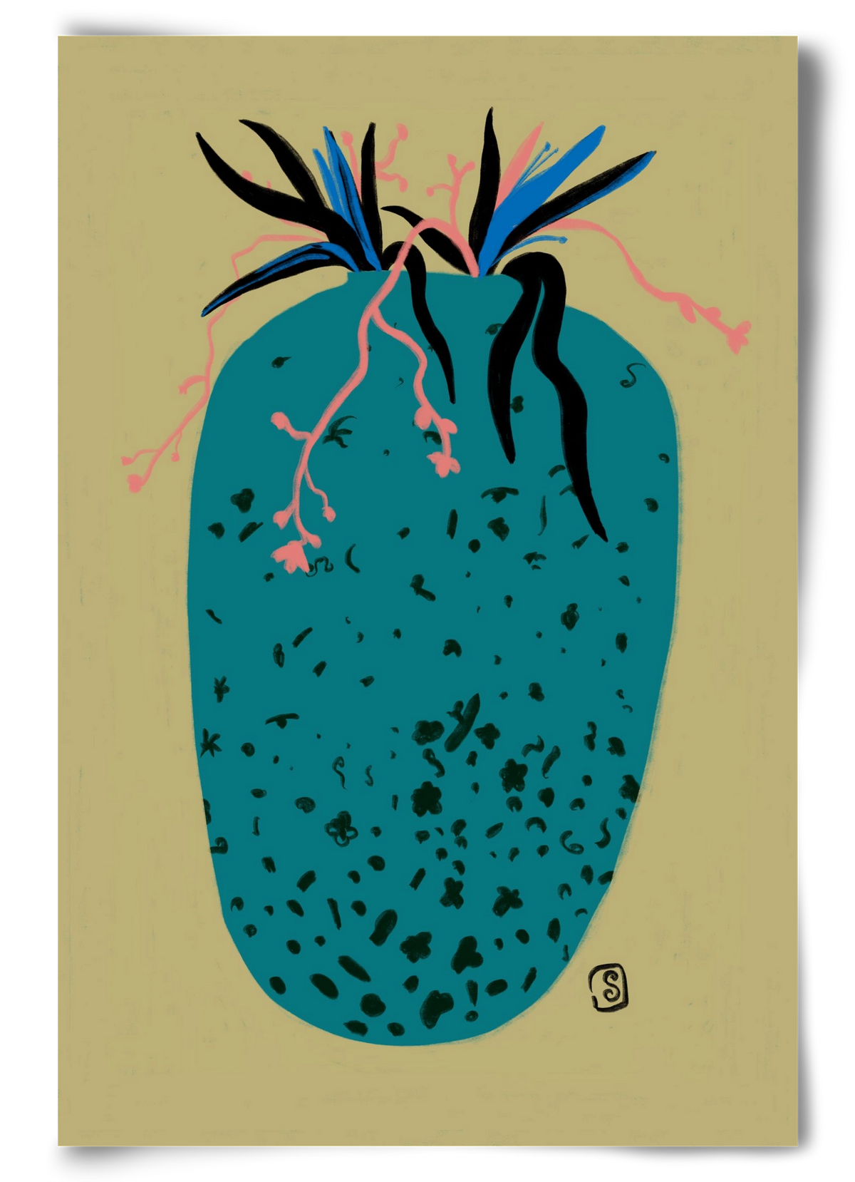 BLUE VASE, 60x90 cm, Keret nélkül