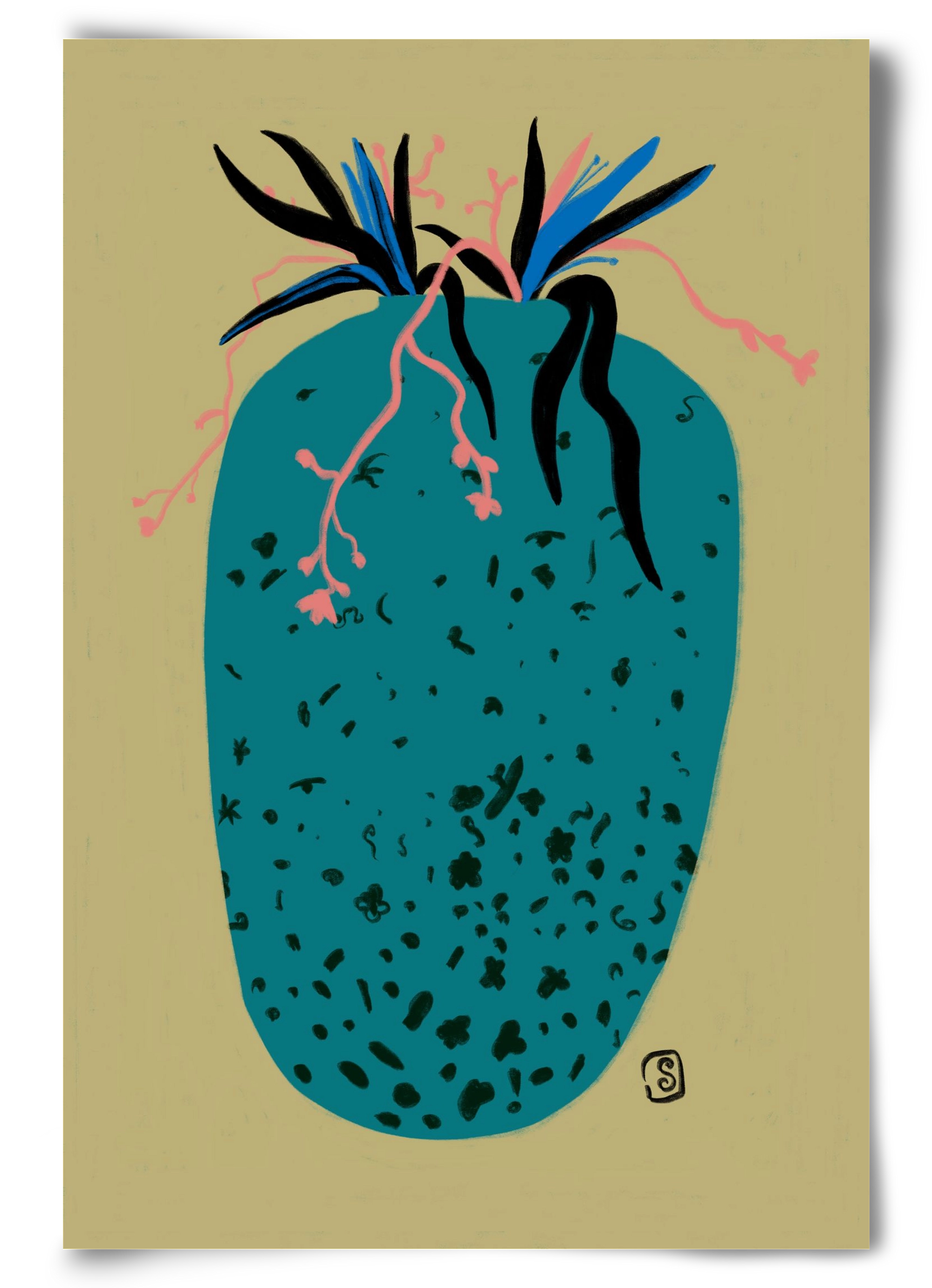 BLUE VASE, 60x90 cm, Keret nélkül