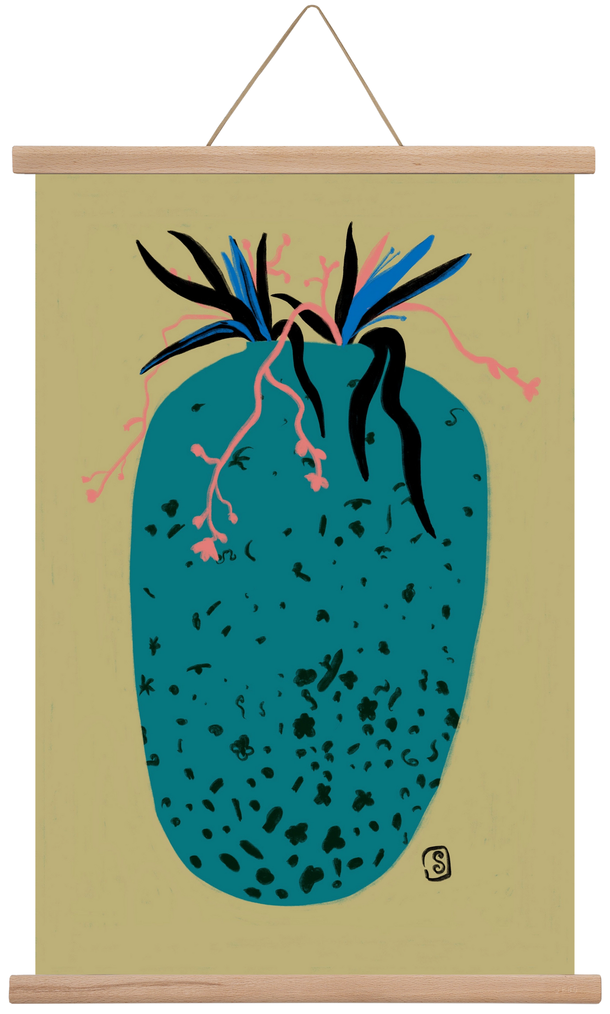 BLUE VASE, 40x60 cm (40x60 cm), Tölgy akasztó