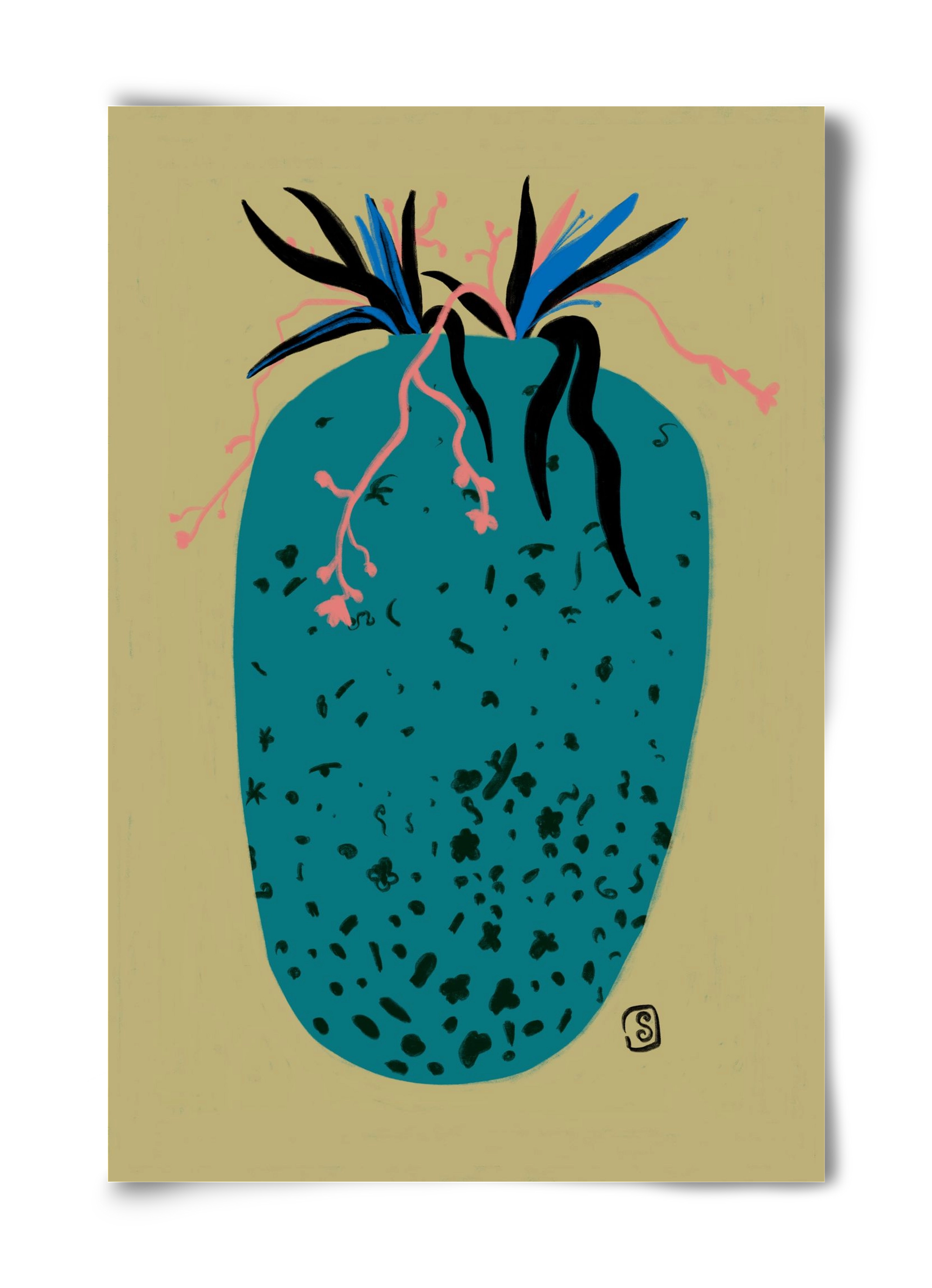 BLUE VASE, 40x60 cm, Keret nélkül