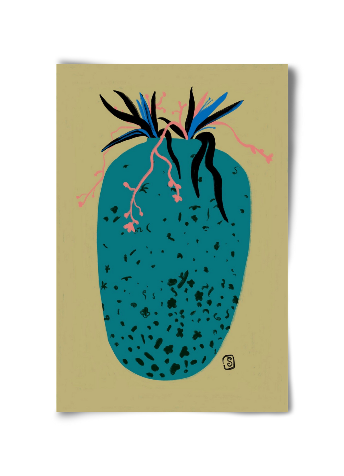 BLUE VASE, 30x45 cm, Keret nélkül