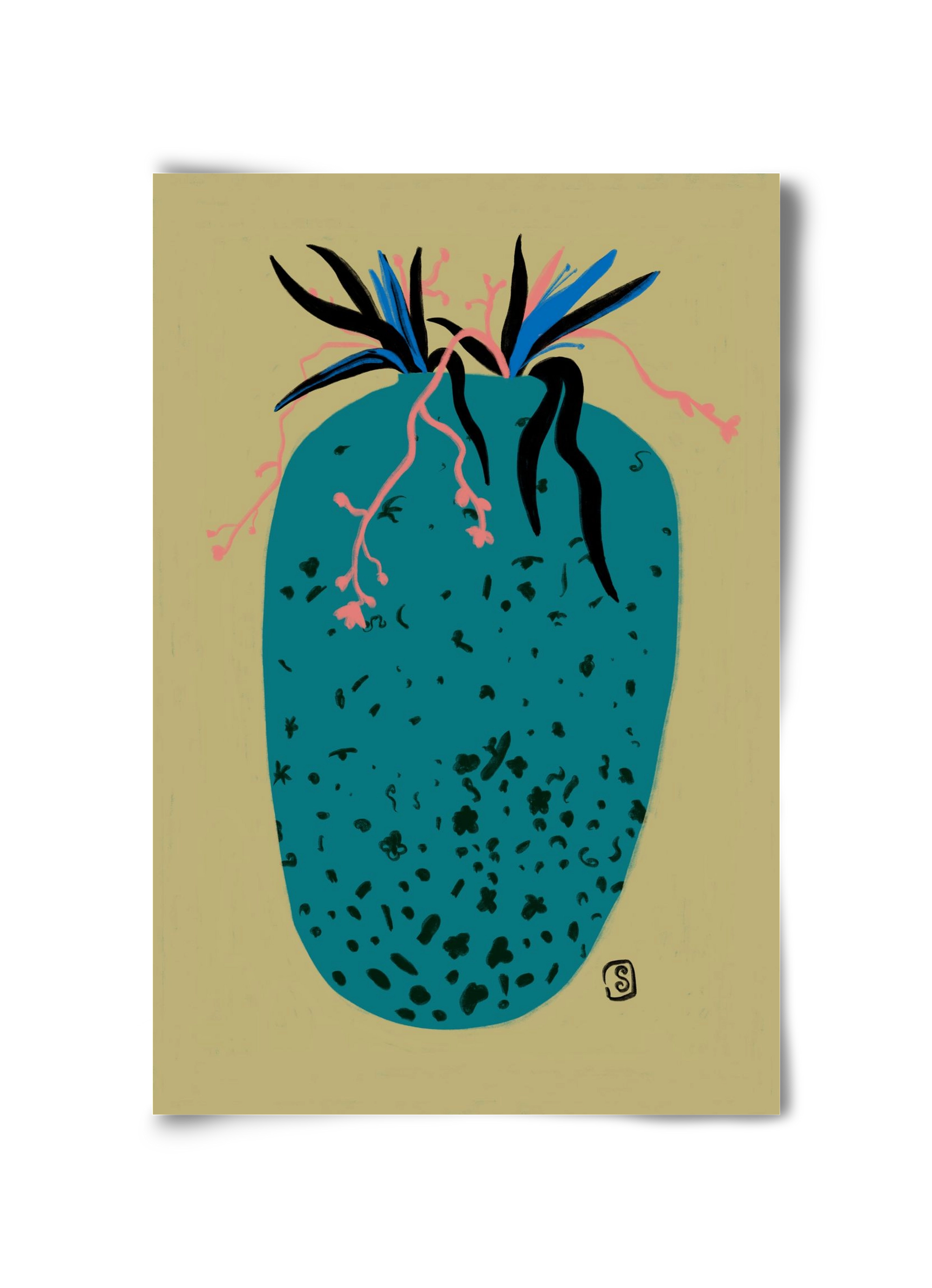 BLUE VASE, 30x45 cm, Keret nélkül