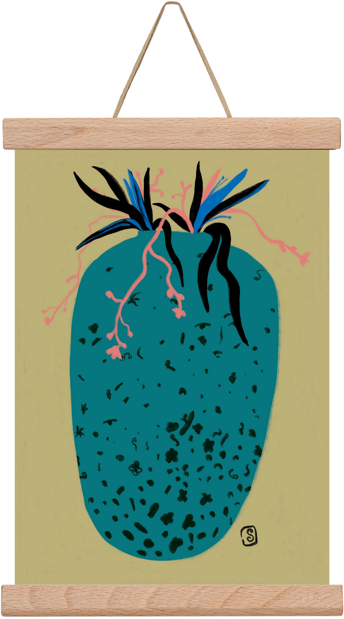 BLUE VASE, 20x30 cm (20x30 cm), Tölgy akasztó