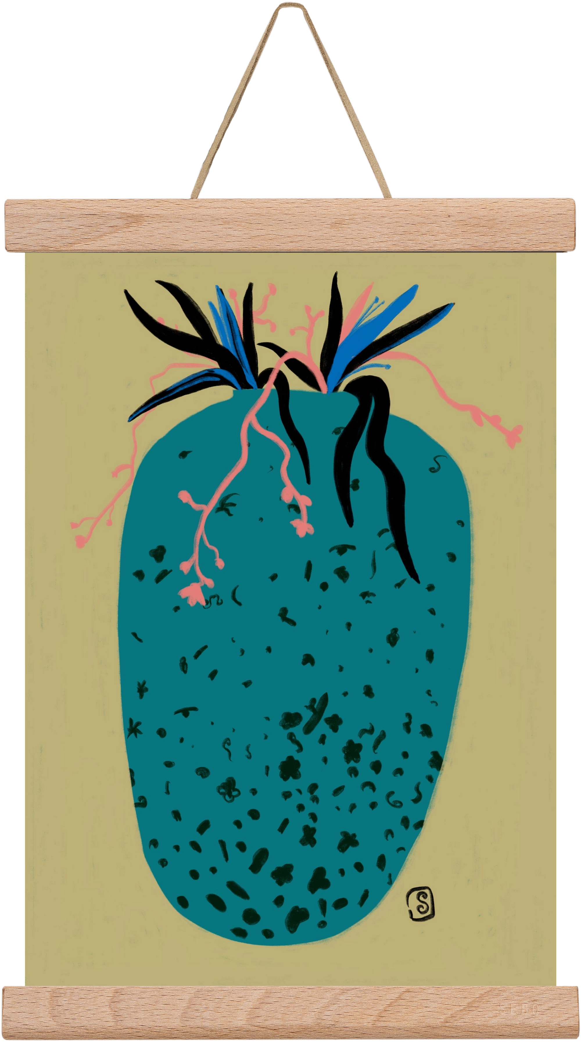 BLUE VASE, 20x30 cm (20x30 cm), Tölgy akasztó