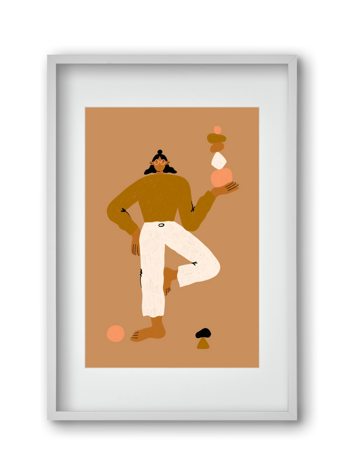 Balancing, 30x45 cm (20x30 cm), Fehér keret, paszpartuval