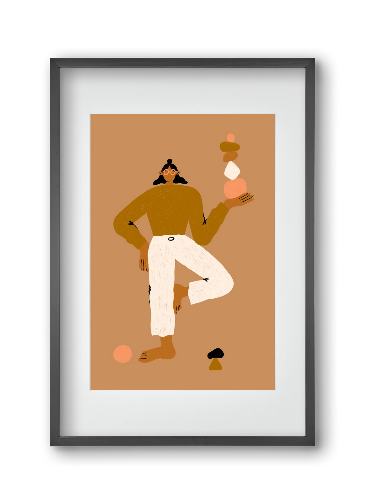 Balancing, 30x45 cm (20x30 cm), Fekete keret, paszpartuval