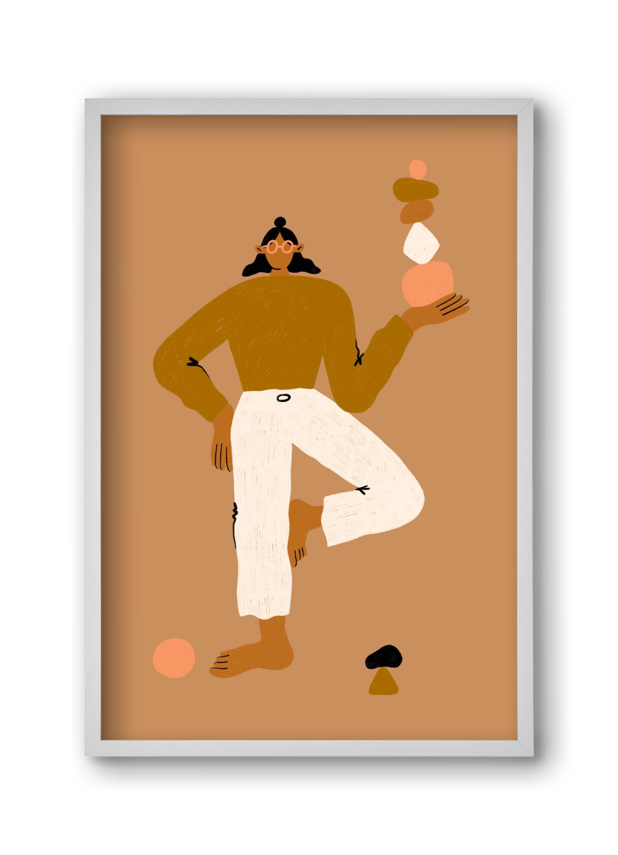 Balancing, 30x45 cm (30x45 cm), Fehér keret