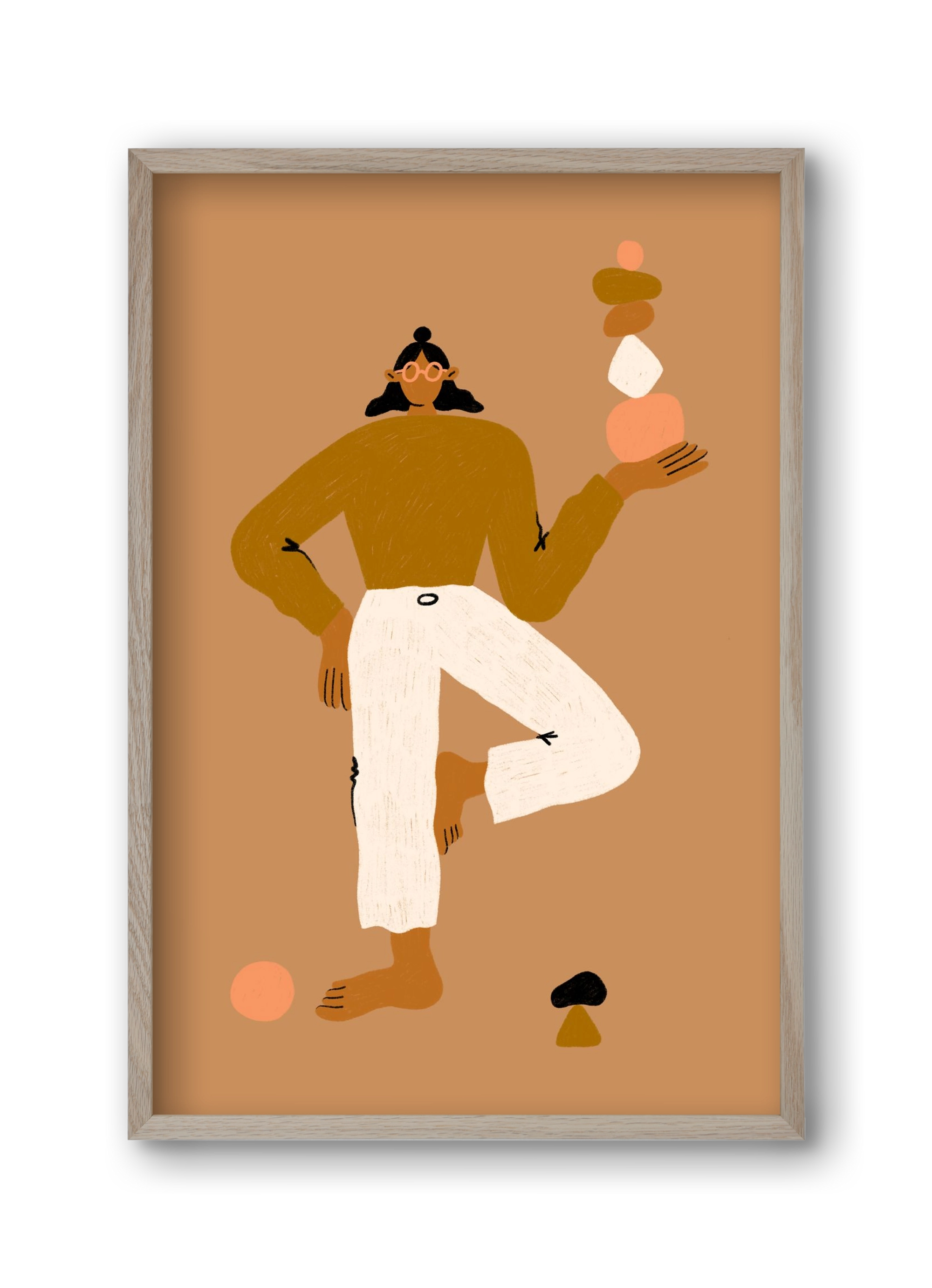 Balancing, 30x45 cm (30x45 cm), Tölgy keret