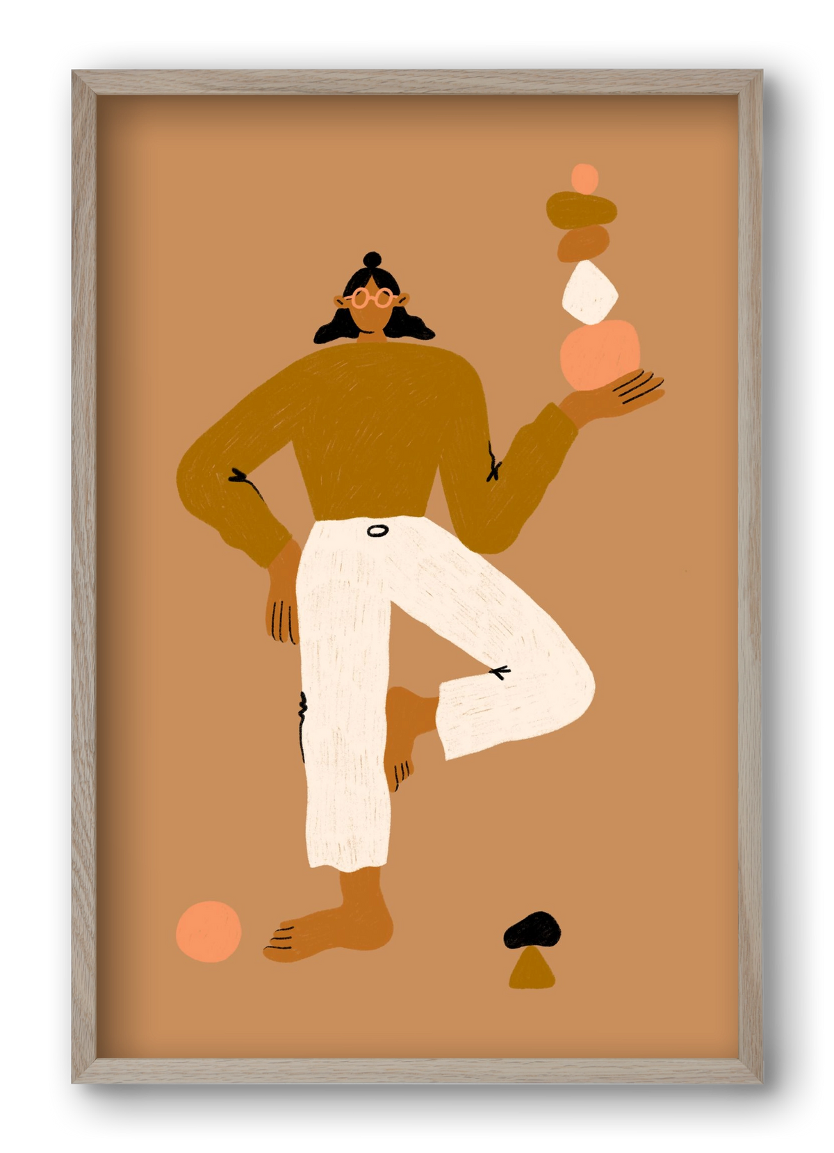 Balancing, 40x60 cm (40x60 cm), Tölgy keret