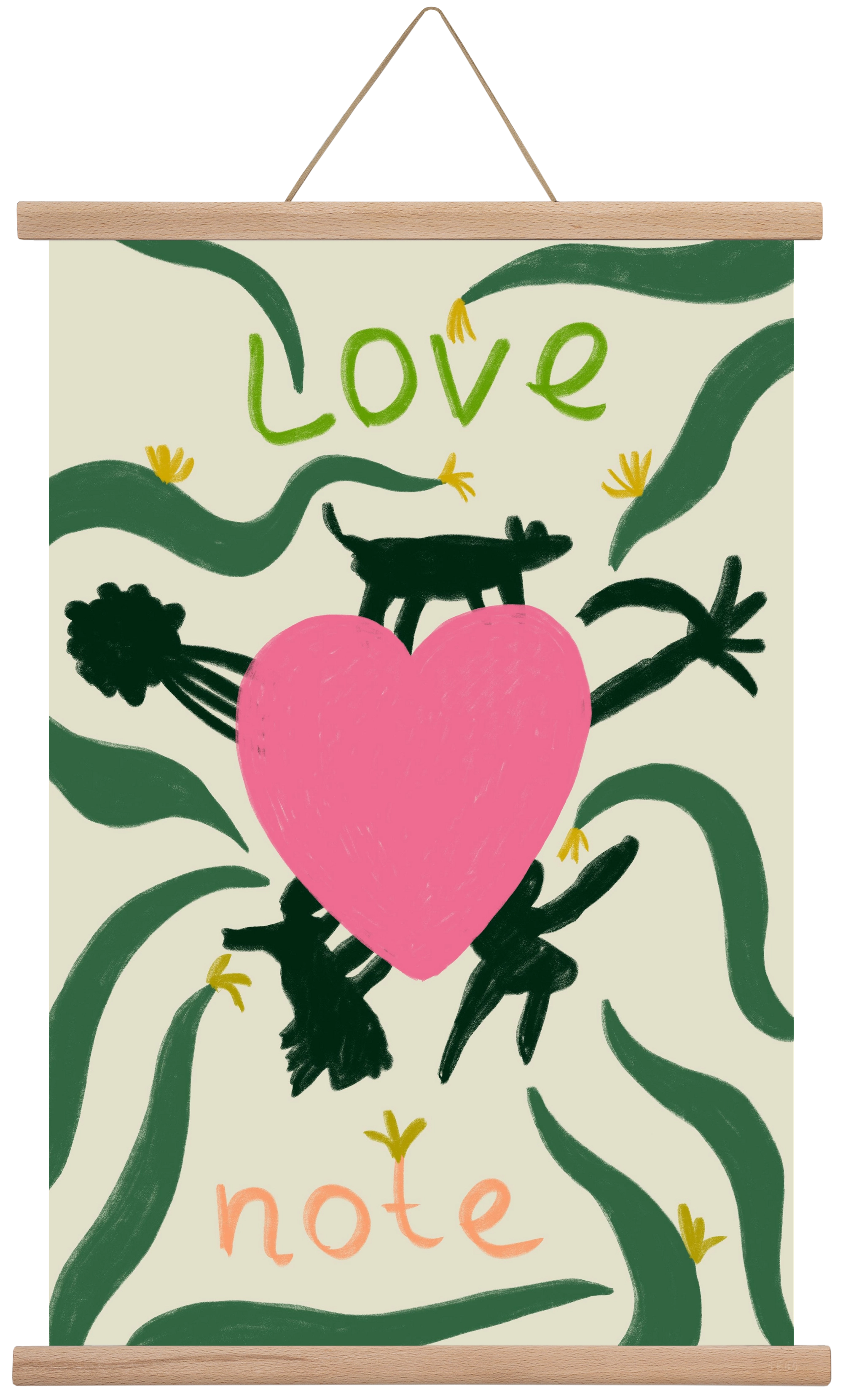 LOVE NOTE, 40x60 cm (40x60 cm), Tölgy akasztó