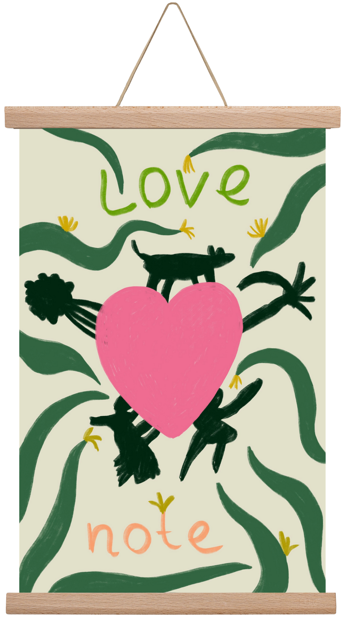 LOVE NOTE, 30x45 cm (30x45 cm), Tölgy akasztó