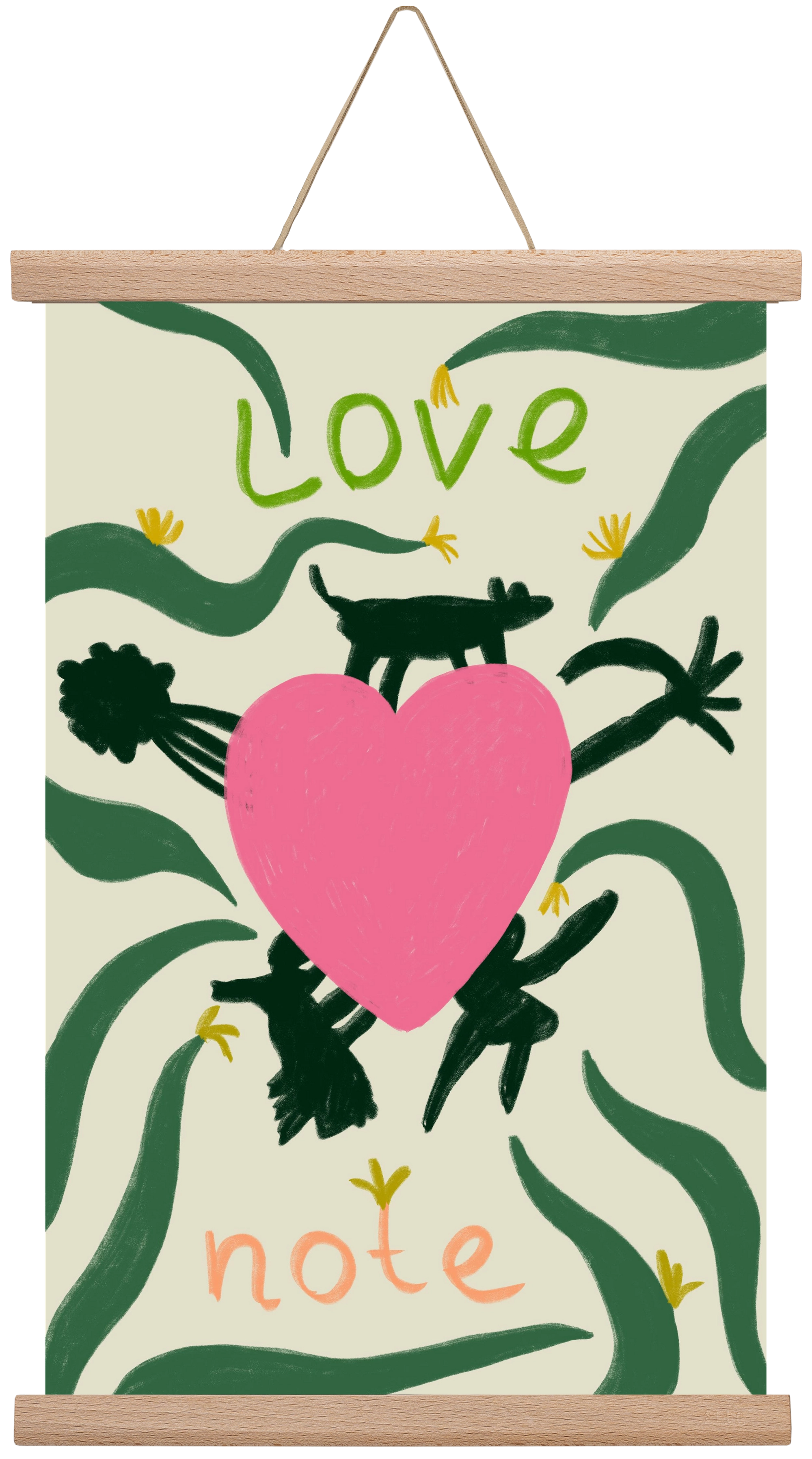 LOVE NOTE, 30x45 cm (30x45 cm), Tölgy akasztó