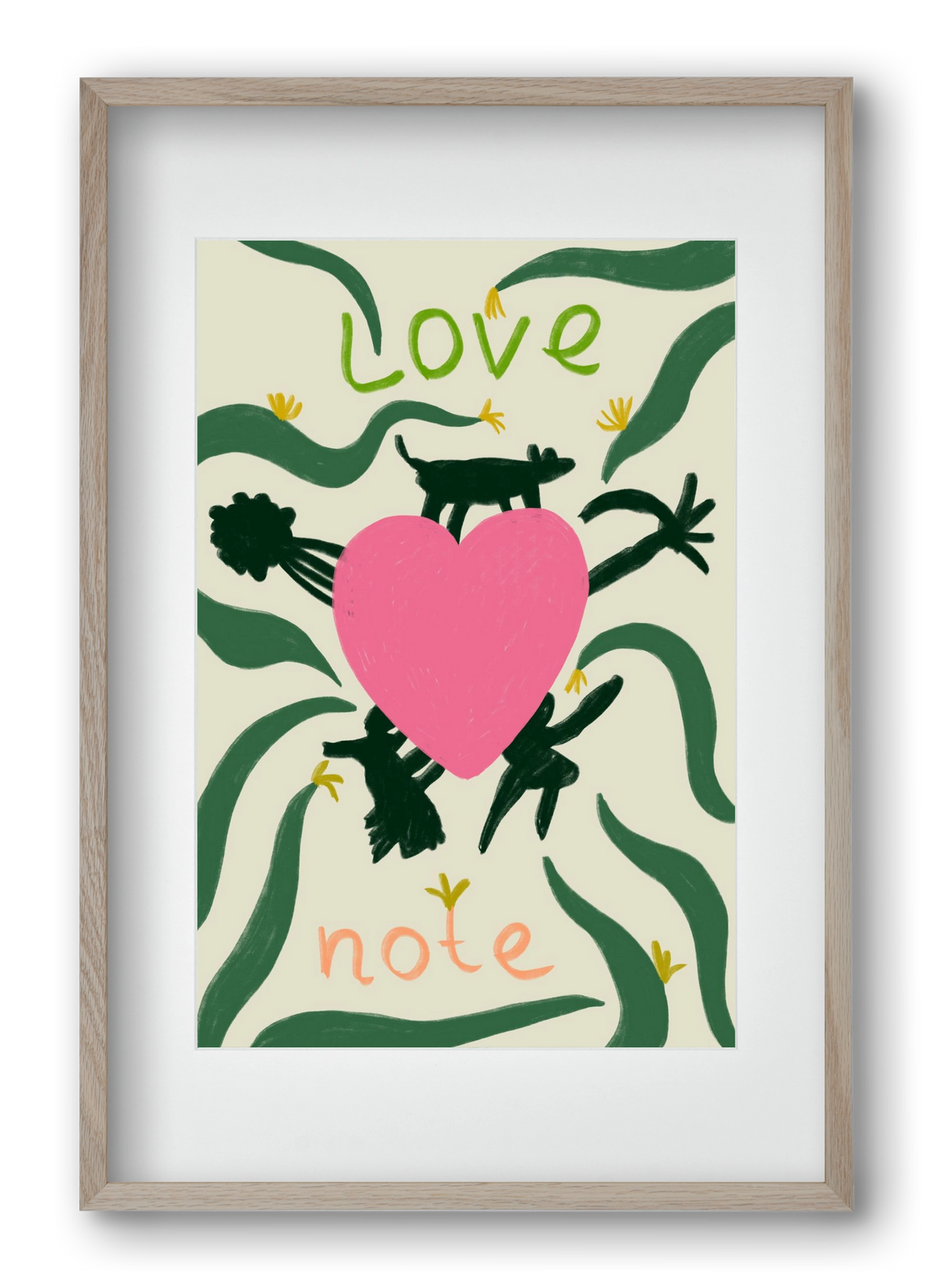 LOVE NOTE, 40x60 cm (30x45 cm), Tölgy keret, paszpartuval