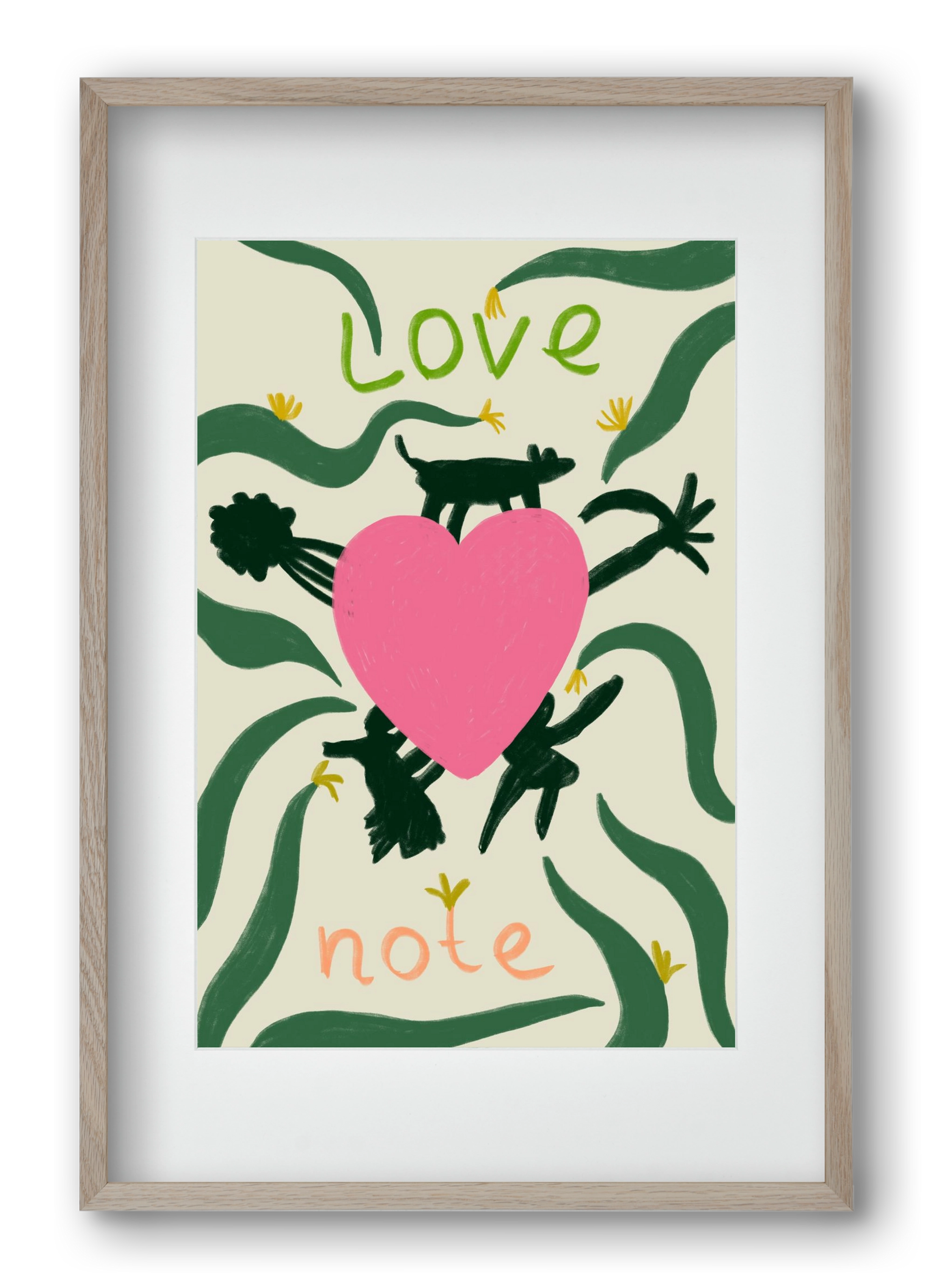 LOVE NOTE, 40x60 cm (30x45 cm), Tölgy keret, paszpartuval