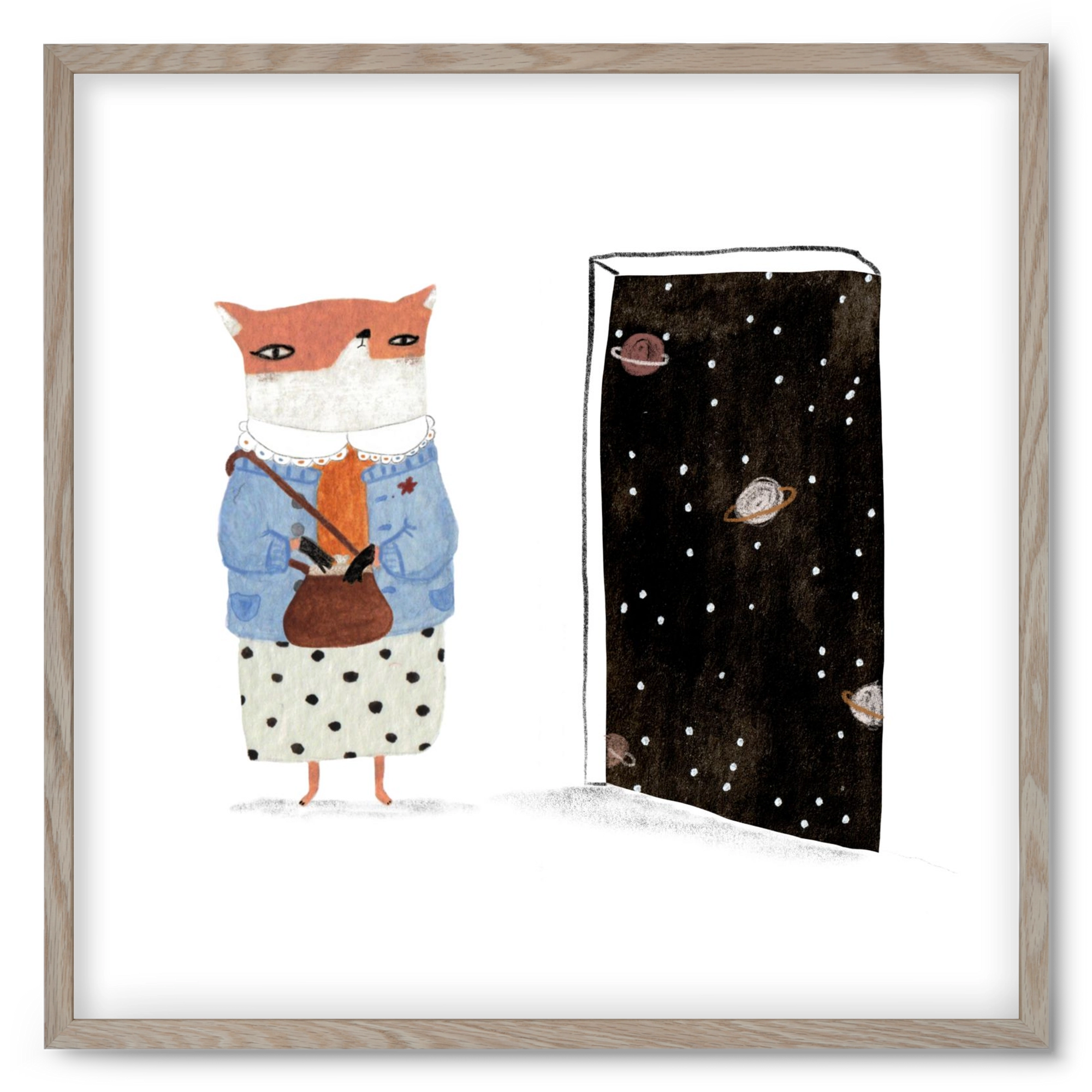 Róka néni és az Univerzum, 50x50 cm (50x50 cm), Tölgy keret