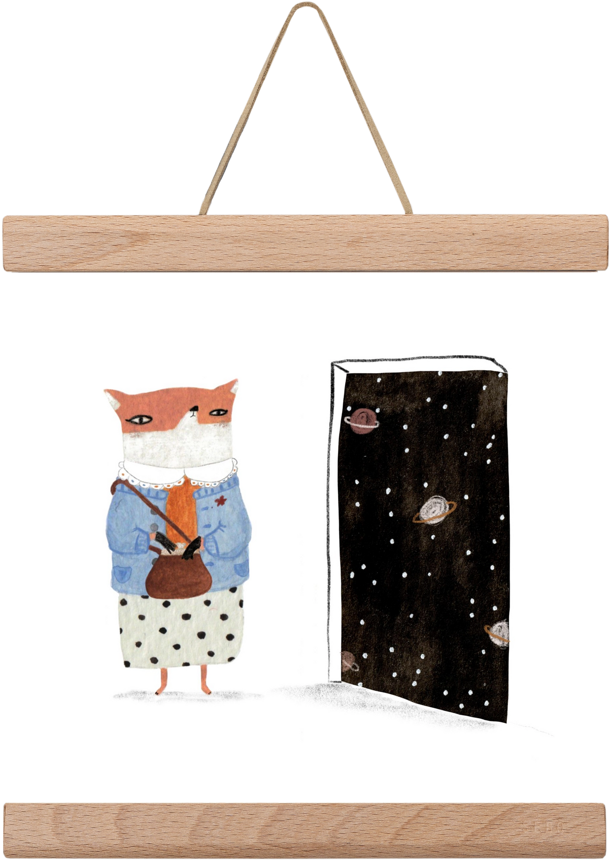 Róka néni és az Univerzum, 20x20 cm (20x20 cm), Tölgy akasztó