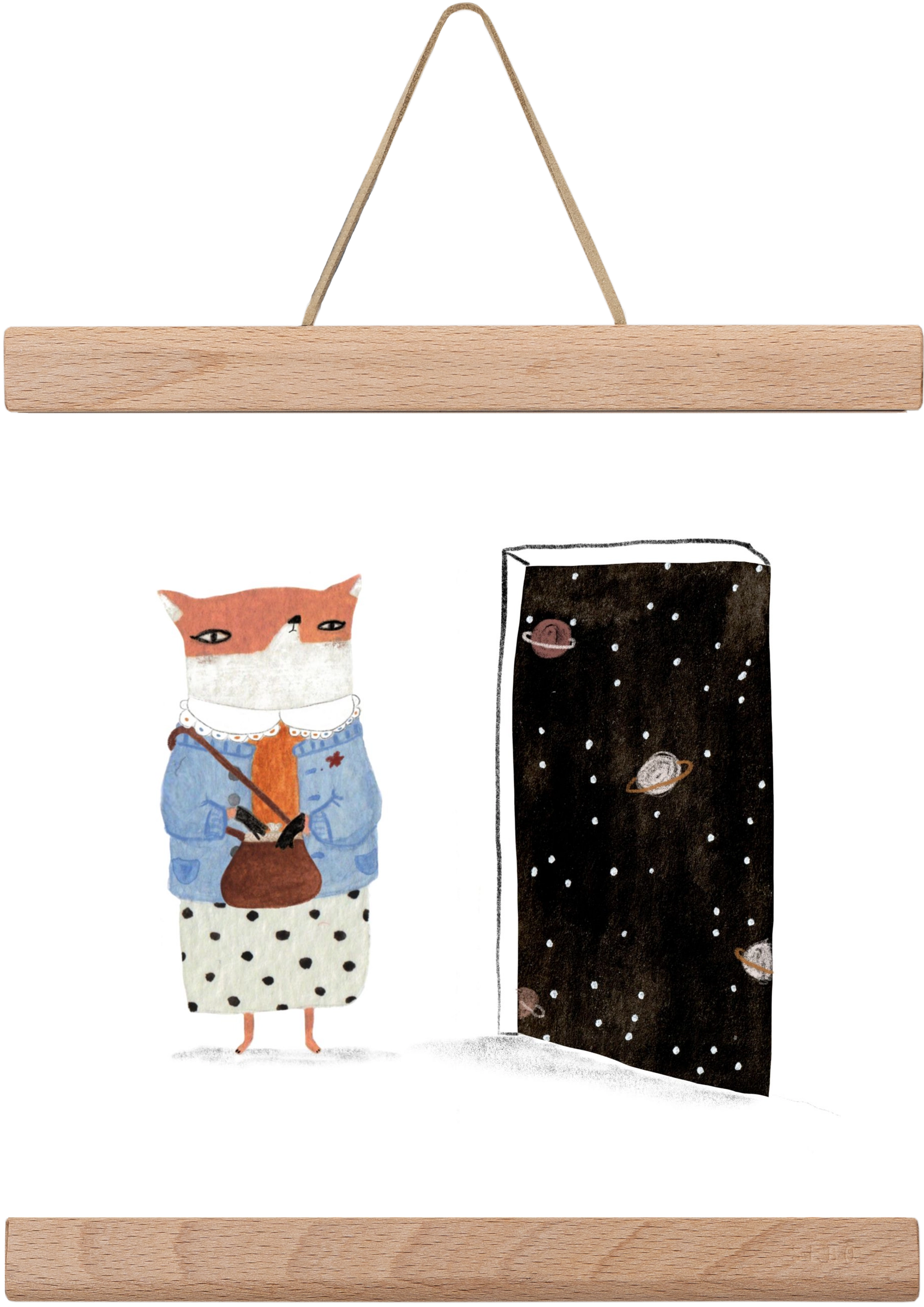 Róka néni és az Univerzum, 20x20 cm (20x20 cm), Tölgy akasztó