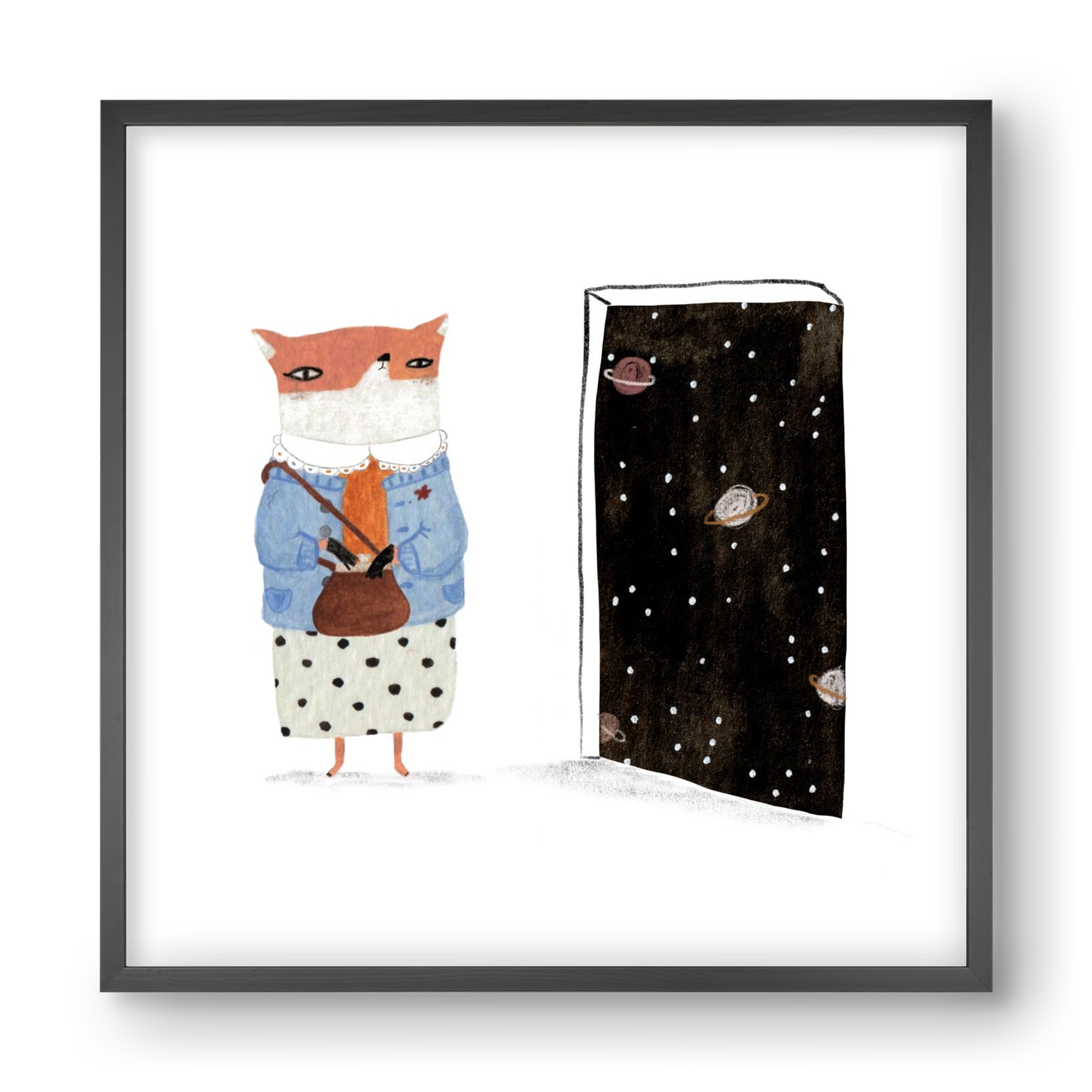 Róka néni és az Univerzum, 40x40 cm (40x40 cm), Fekete keret