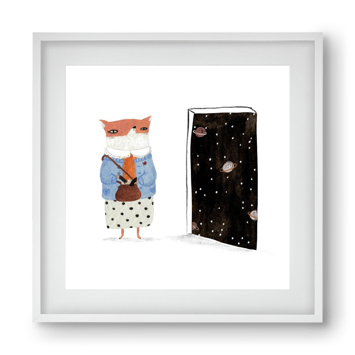 Róka néni és az Univerzum, 40x40 cm (30x30 cm), Fehér keret, paszpartuval